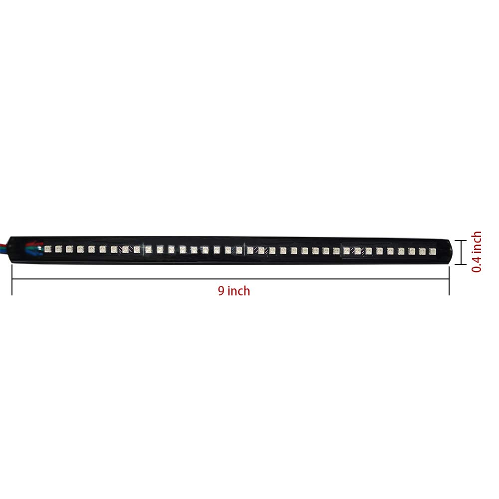 36 LED Universal Motorcycle Turn Signal Light Bar - Red Amber Sequential Blinker Strobe Brake Light, Waterproof Indicator Pilot Lamp for Bike Lighting | Perfect for Night Riding, Safety Warning & Custom Motorcycle Modifications