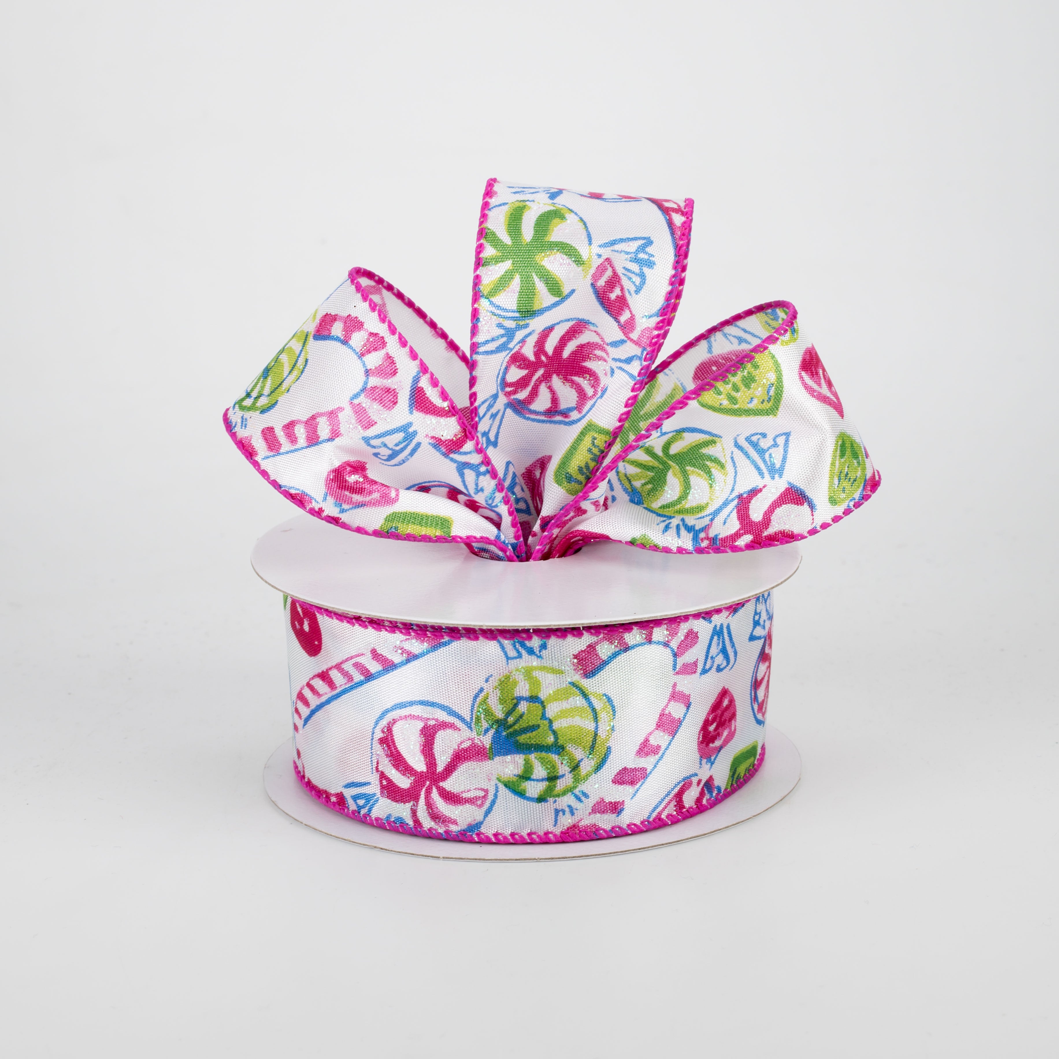 1.5 Inch Christmas Candy Ribbon - Pink and Green Decorative Ribbon (10 Yards) for Gift Wrapping, Tree Decorations and Holiday Crafts