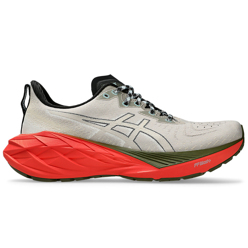 ASICS Novablast 4 TR Running Shoes for Men - Lightweight Cushioned Training Shoes in Nature Bathing/Red Snapper Color - Size 11.5 D Medium - Perfect for Road Running, Gym Workouts & Daily Walking