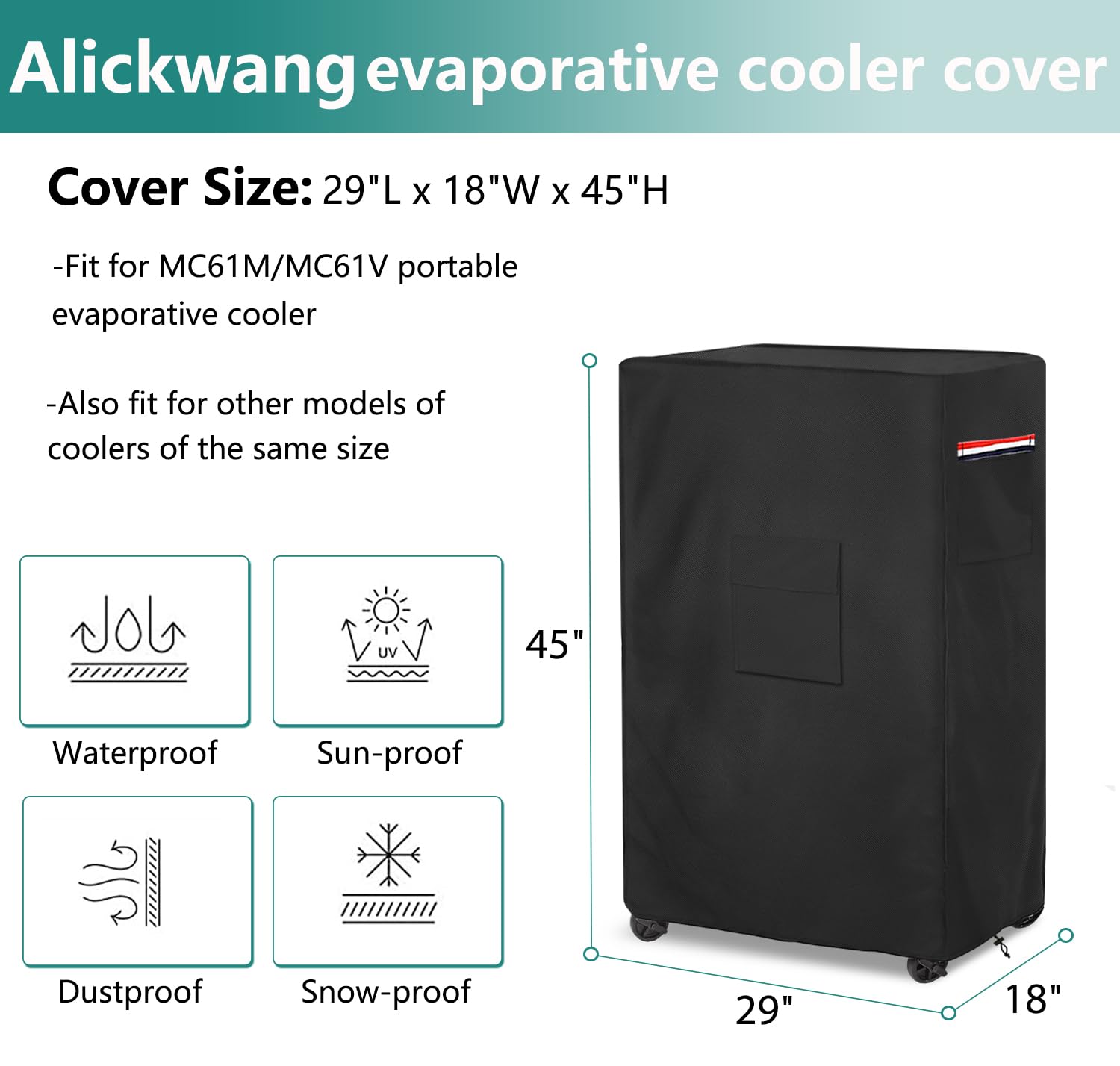 Hessaire MC61M MC61V Evaporative Cooler Cover - Heavy Duty 600D Waterproof Outdoor Swamp Cooler Protection - 21