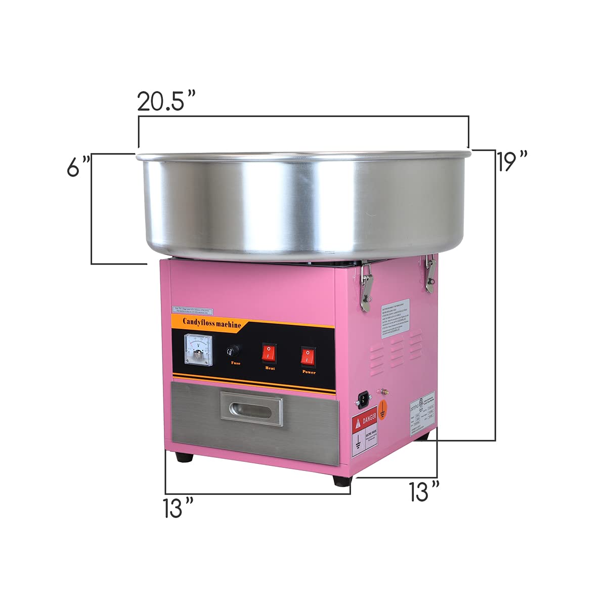 Commercial Cotton Candy Machine for Parties - Large Pink Candy Floss Maker for Events, Carnivals & Home Use