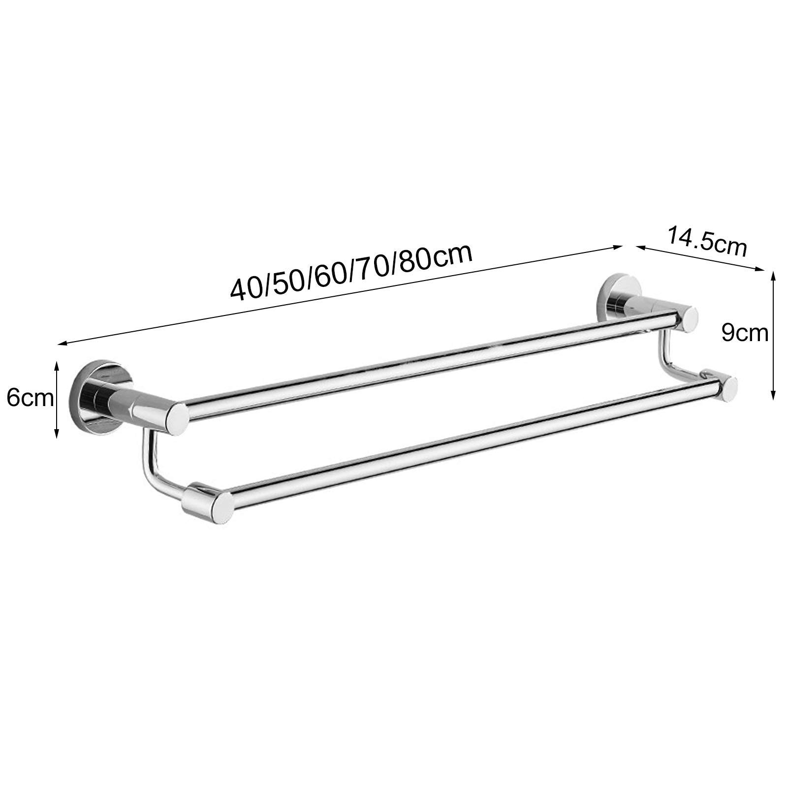 Stainless Steel Double Towel Rail - Wall Mounted Bath Towel Rack & Bar Holder (40cm) - Durable Bathroom Storage Hanger for Hand Towels, Washcloths & Robes - Perfect for Showers, Spas & Luxury Home Bathrooms
