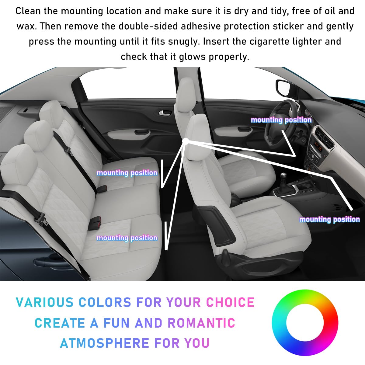 RGB LED Car Interior Strip Lights - 48 LED Auto Atmosphere Lighting Kit with Cigarette Lighter Power, Under Dash Ambient Night Light for Cars, Trucks & SUVs (Green) - Perfect for Interior Decoration, Mood Lighting & Night Driving