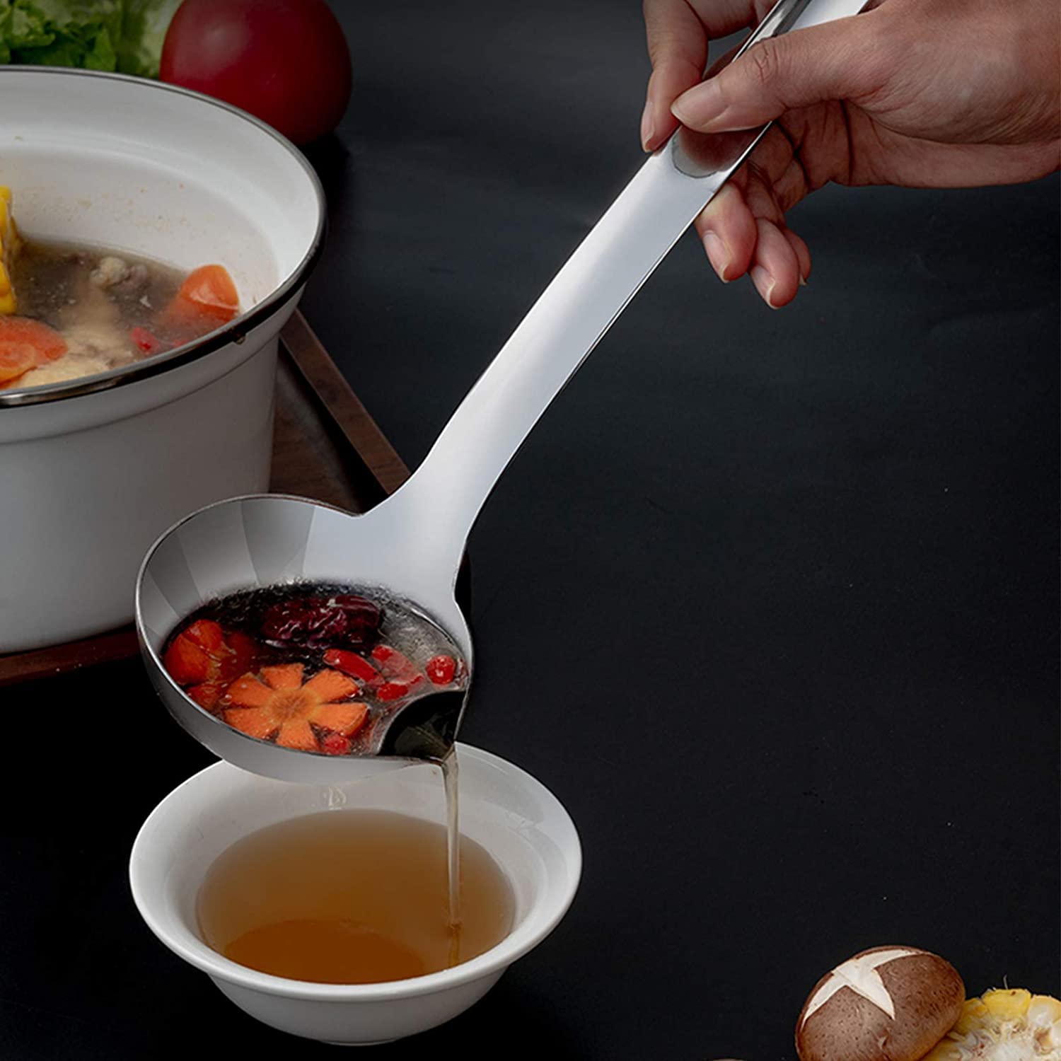 Stainless Steel Oil Soup Separating Spoon - Durable & Easy to Clean Kitchen Tool for Hot Pot, Pho, Ramen, Stew & Home Cooking