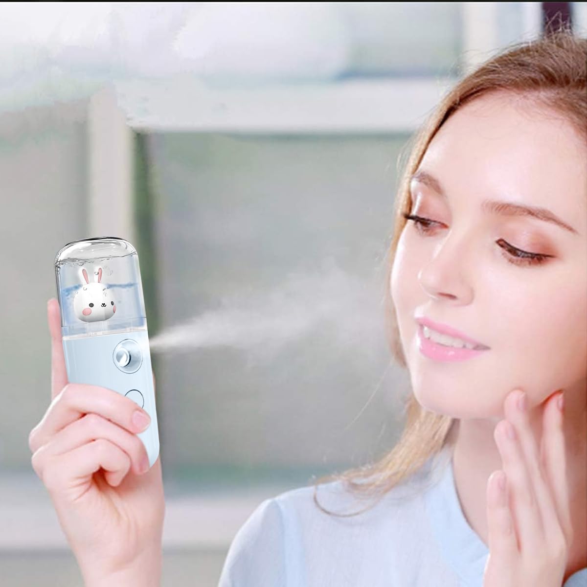 MAYCREATE® Nano Mist Sprayer - 30ml USB Rechargeable Facial Spray Bottle for Skin Hydration | Portable Cool Mist Steamer & Moisturizing Spray Machine | Perfect for Travel, Office & Home Skincare Routine - Blue
