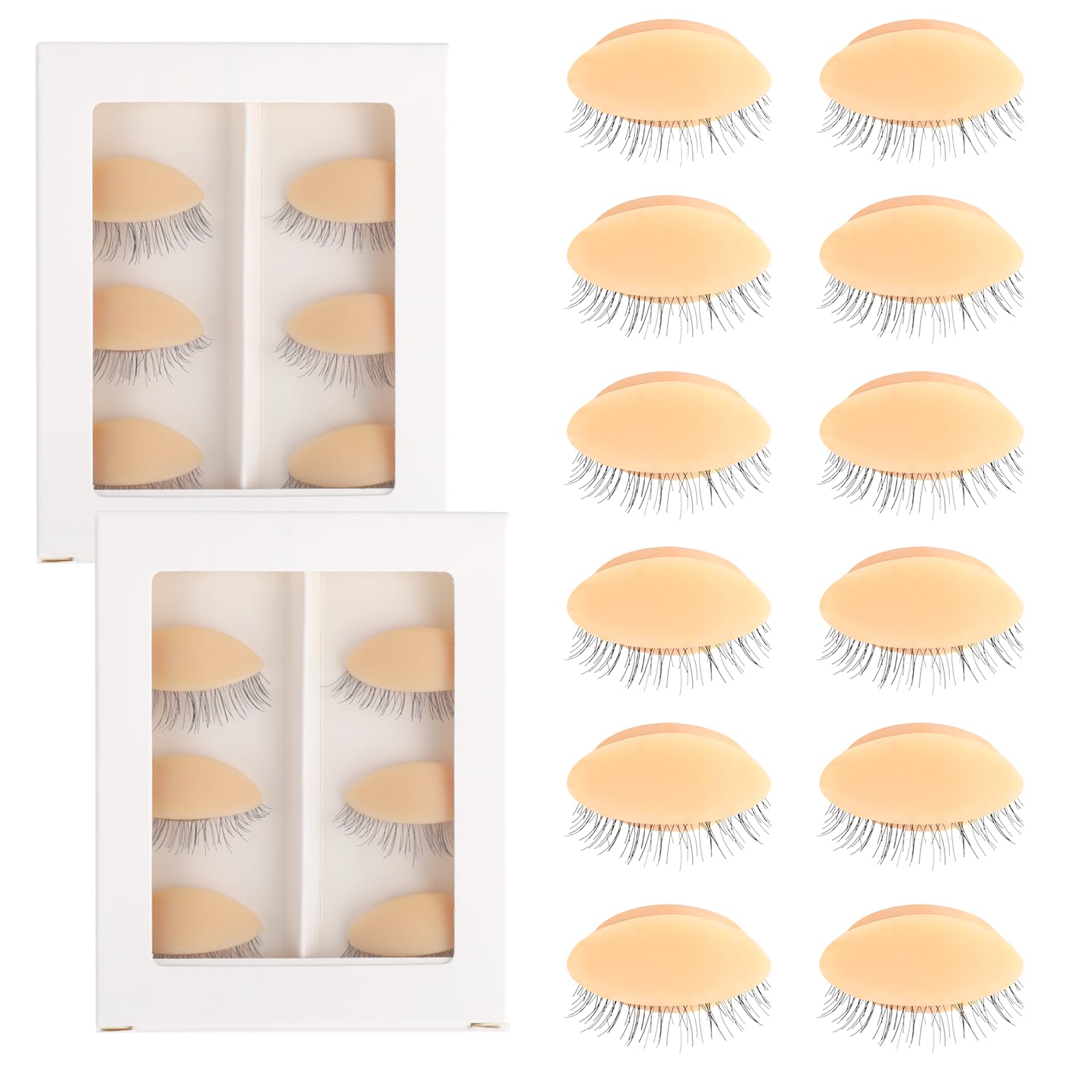 Professional Eyelash Extension Practice Eyelids - 6 Pairs Replaceable Mannequin Eyelids for Lash Training, Perfect for Beginners & Professionals - Salon & Home Use