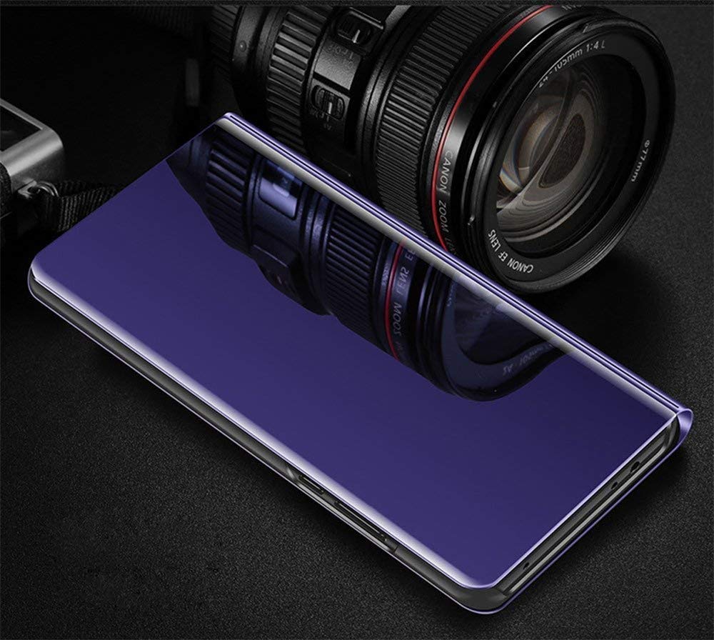 Samsung Galaxy S21 Ultra Case with Mirror & Kickstand - Clear Glitter Shockproof Flip Cover for Women, Makeup Mirror Design, Purple - Perfect for Daily Use, Travel & Selfies