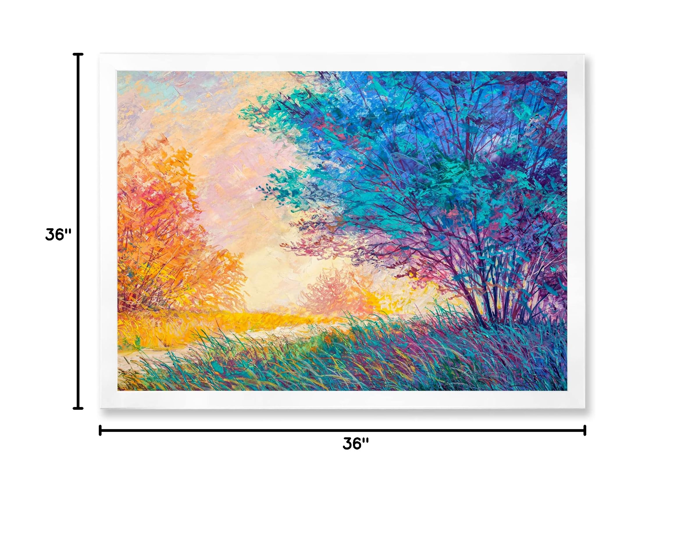 Autumn Sunset Landscape Framed Wall Art - Traditional Home Decor for Living Room, Bedroom & Office
