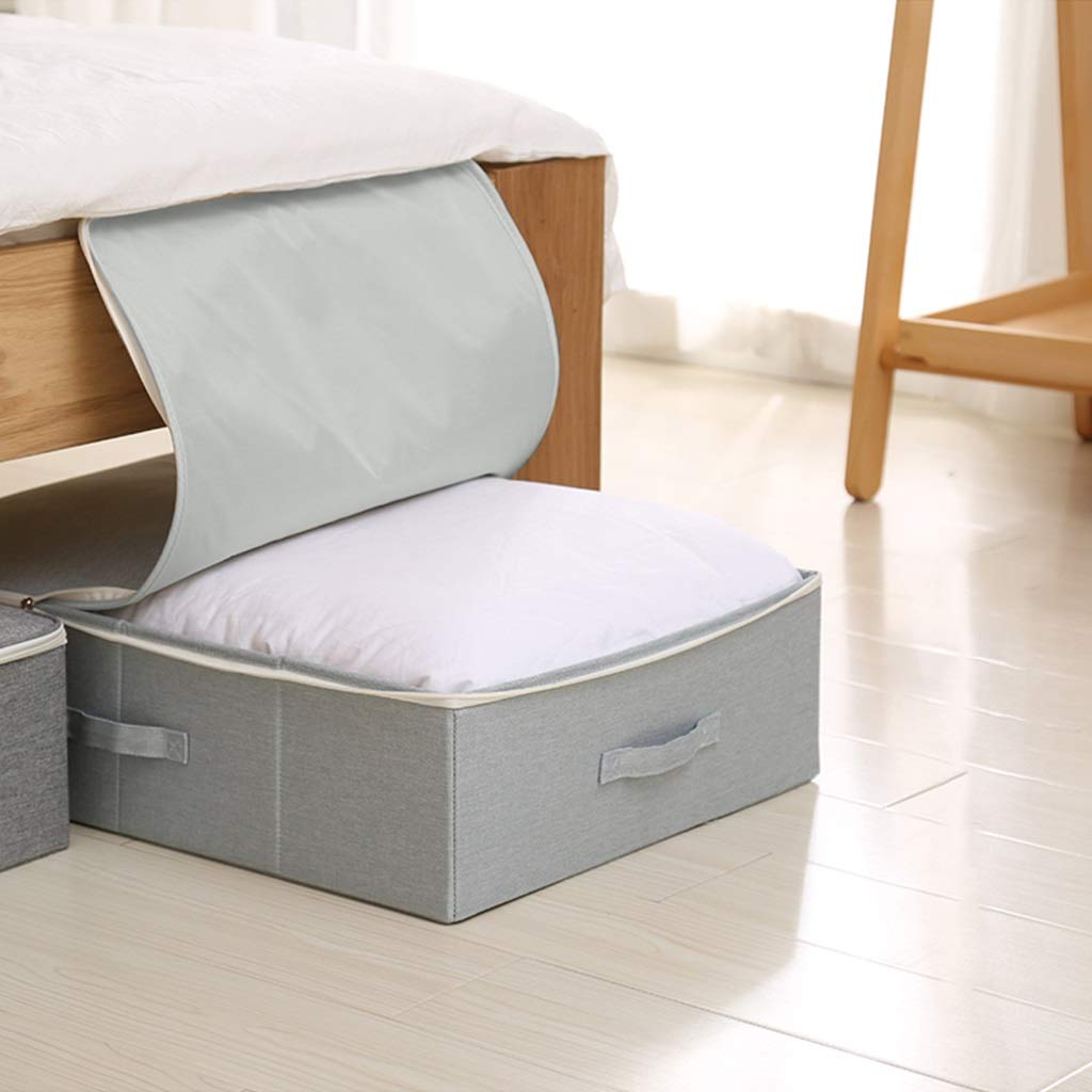 Under Bed Storage Bins with Lids - Breathable Oxford Zippered Organizer for Blankets, Comforters & Pillows | Space-Saving Clothes Storage Solution | Perfect for Seasonal Clothing, Bedding & Home Organization (Light Gray)