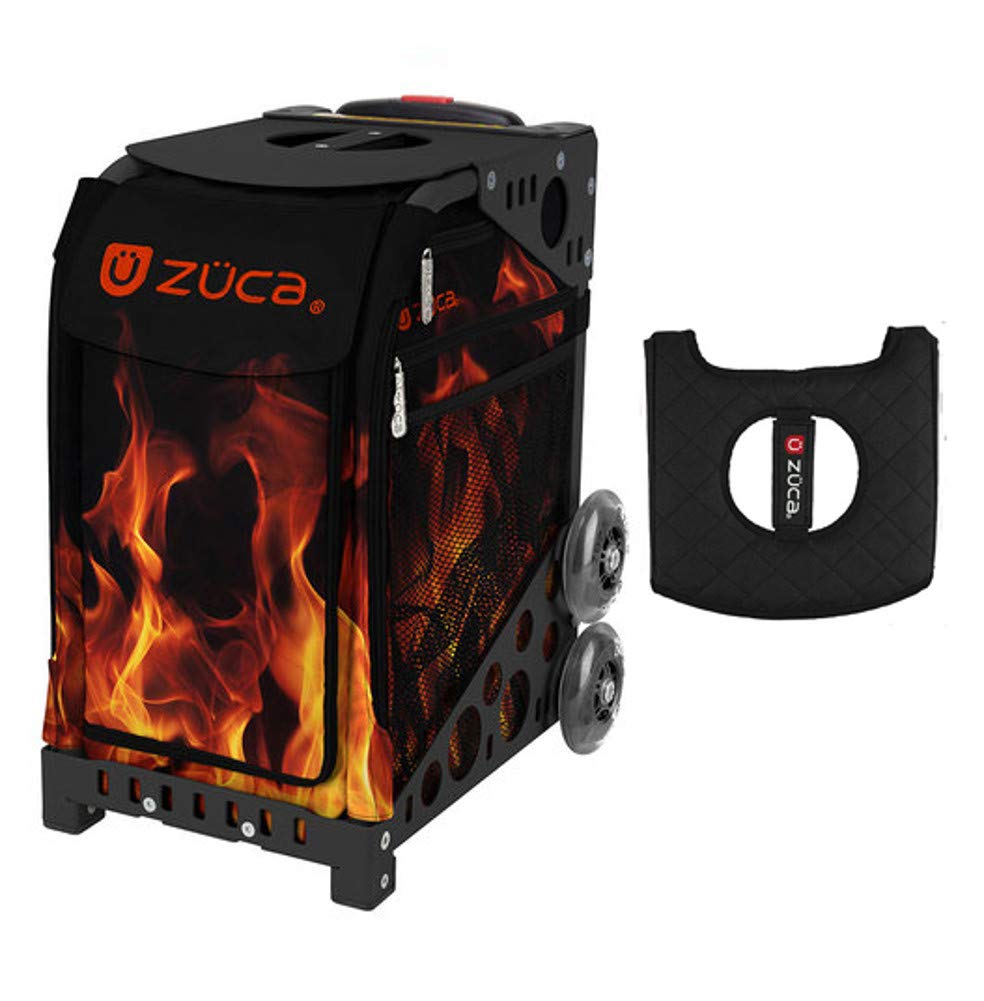 Zuca Sport Bag - Blaze with Gift Black/Pink Seat Cover (Black Non-Flashing Wheels Frames) | Durable Gym & Travel Backpack for Skating, Hockey & Sports Equipment | Perfect for Athletes & Fitness Enthusiasts