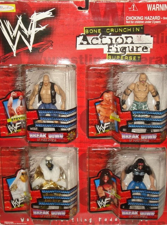 1999 WWF Jakks Pacific Break Down In Your House Superset Action Figures - Stone Cold Steve Austin, Droz, Goldust & X-Pac Collectible Wrestling Toys | Perfect for WWE Fans & Vintage Collectors | Great for Display, Play & Nostalgic Gift Giving