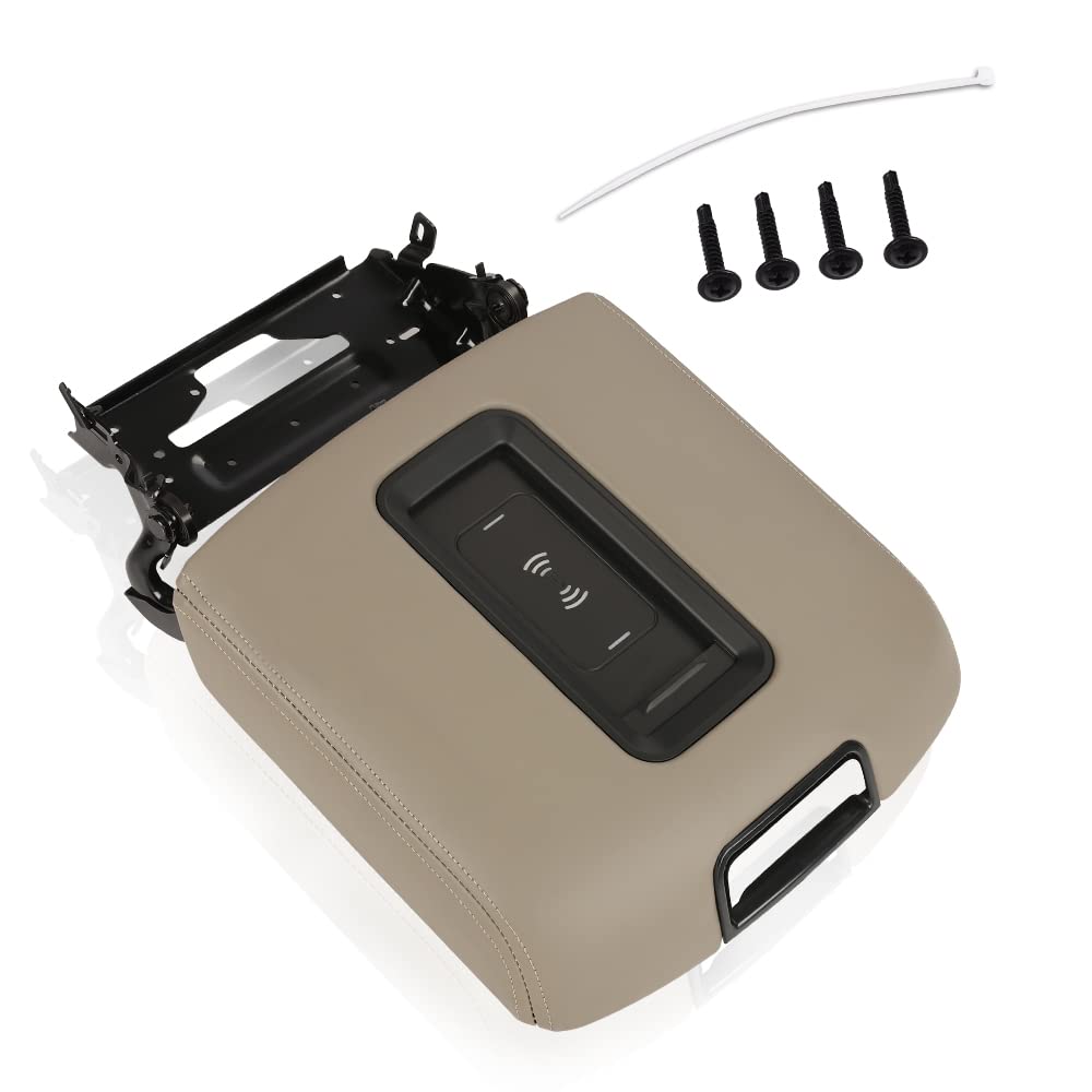 G-PLUS Center Console Armrest Cover with Wireless Charger for 2015-2019 Chevy Tahoe Suburban & GMC Yukon Yukon XL - Brown Leather Upgrade | Perfect for Road Trips & Daily Commuting