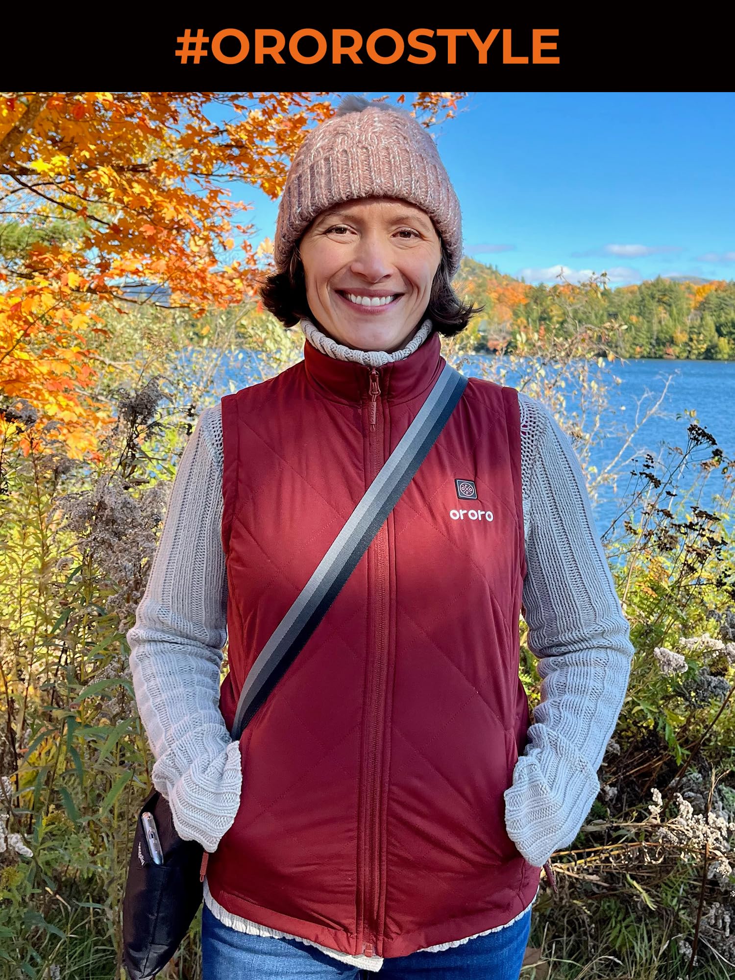 ORORO Women's Lightweight Quilted Heated Vest with Rechargeable Battery - Winter Warm Electric Jacket for Outdoor Activities, Hiking, Camping & Cold Weather