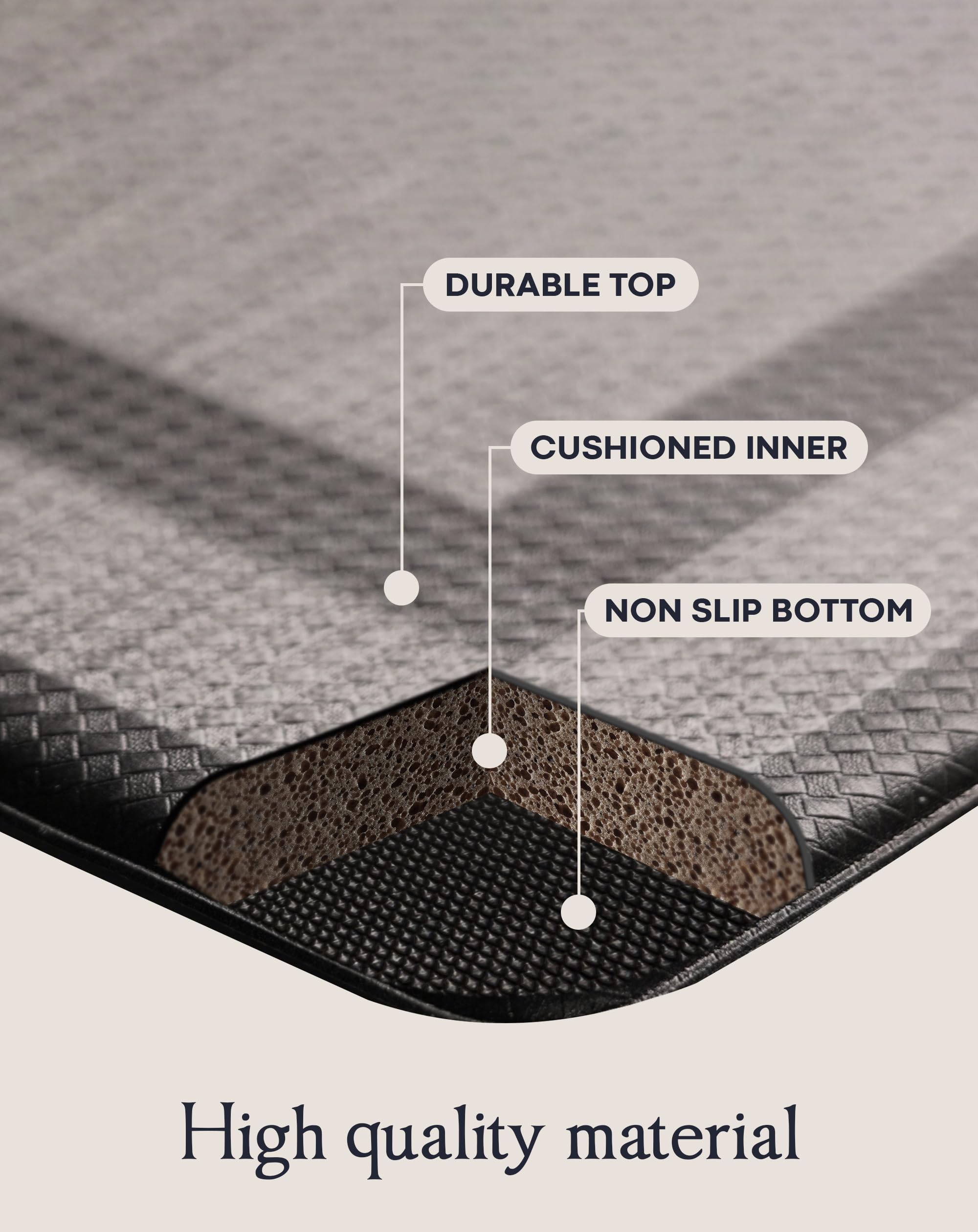 Homergy Anti-Fatigue Kitchen Floor Mats (2-Pack) - Memory Foam Cushioned Standing Mats for Office, Home & Laundry Room - Waterproof, Ergonomic Design (17.3×30.3 & 17.3×59 Inches, Black) - Perfect for Cooking, Dishwashing & Long Work Hours