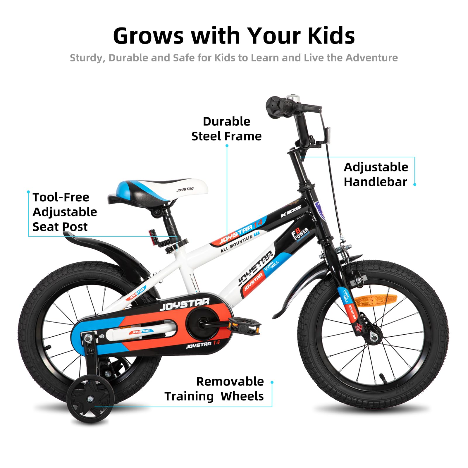 JOYSTAR Kids Bicycle for Boys & Girls Ages 3-12 | 12, 14, 16, 20 Inch Children's Bike with Training Wheels & Kickstand | Multiple Color Options | Perfect for Neighborhood Rides, Park Adventures & Learning to Cycle