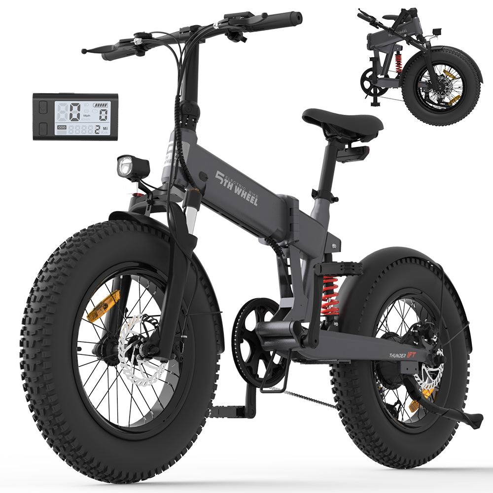 5th Wheel Thunder 1FT Fat Tire Electric Bike for Adults - 1000W Peak Motor - Off-Road & Commuting E-Bike for Men & Women - Perfect for Mountain Trails & Urban Riding