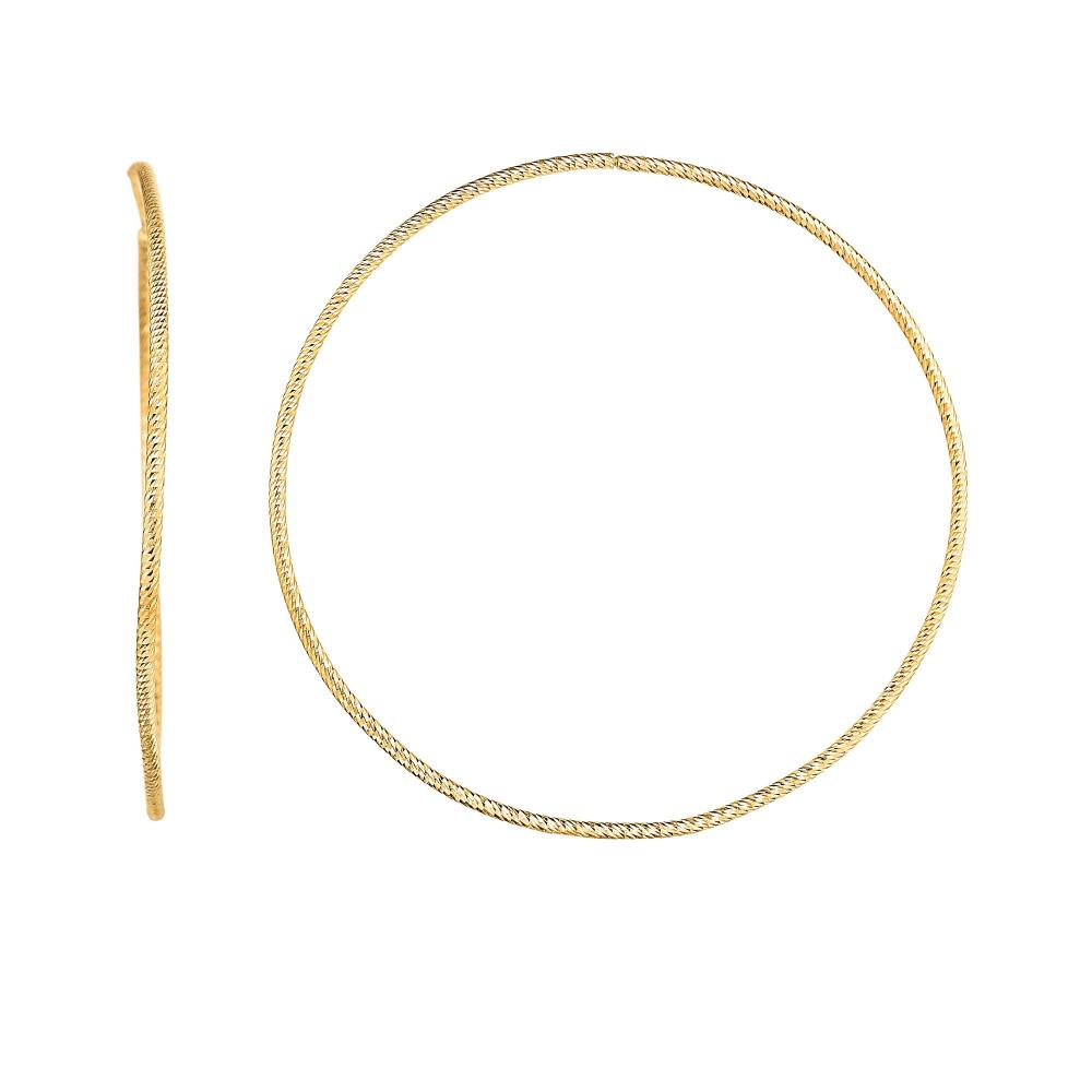 14K Gold 1.2x50mm Diamond Cut Endless Hoop Earrings for Women - Perfect for Everyday Wear, Parties & Special Occasions