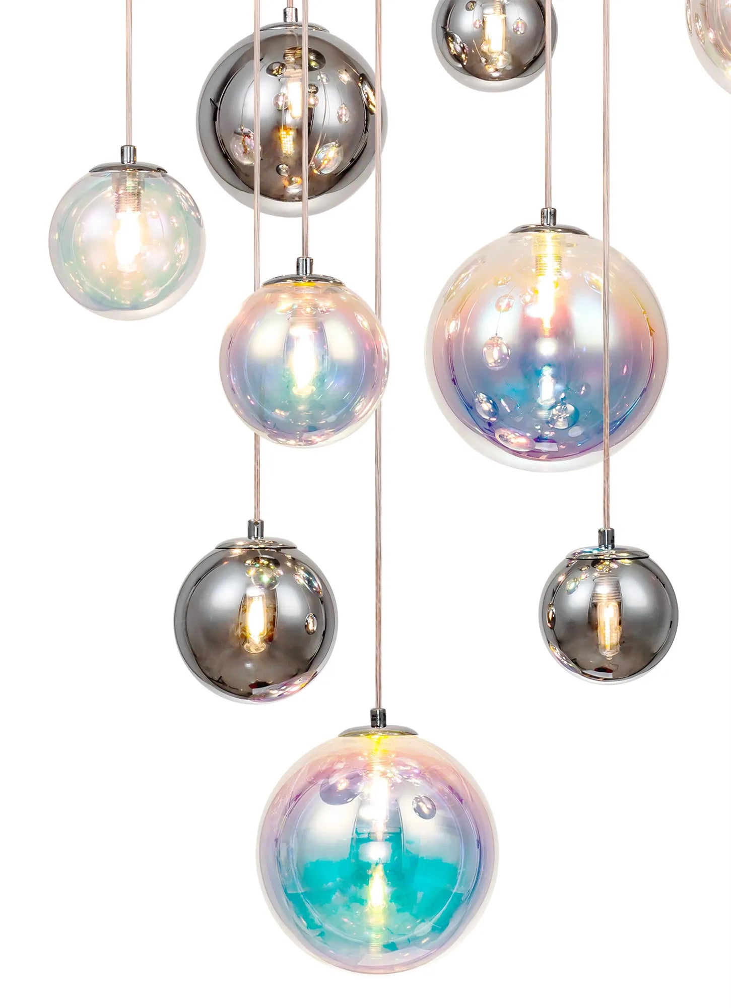60cm Austin Glass Pendant Light with 16 G9 Bulbs - Modern Hanging Fixture for Kitchen Island, Dining Room, and Living Room Lighting