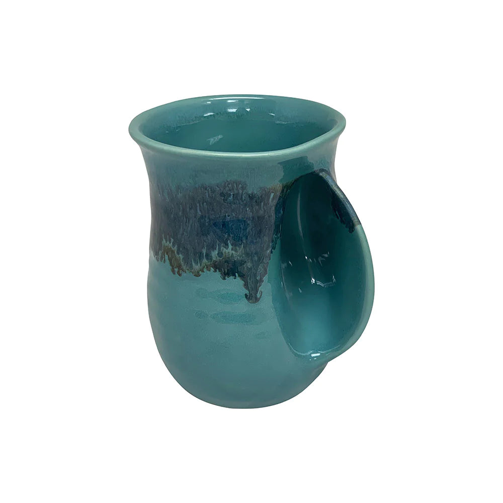 Clay in Motion Handwarmer Mug for Right Handed Users - Raging Rapids Design #19RR | Perfect for Coffee, Tea & Hot Drinks at Home or Office