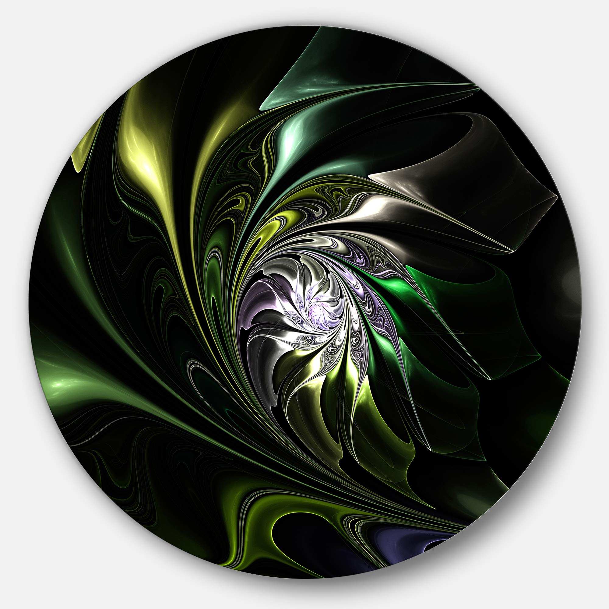 DesignArt Round Metal Wall Art - Multi-Colored Green Stained Glass Floral Decor for Living Room, Bedroom & Office | Handcrafted Circular Wall Hangings for Home & Interior Design