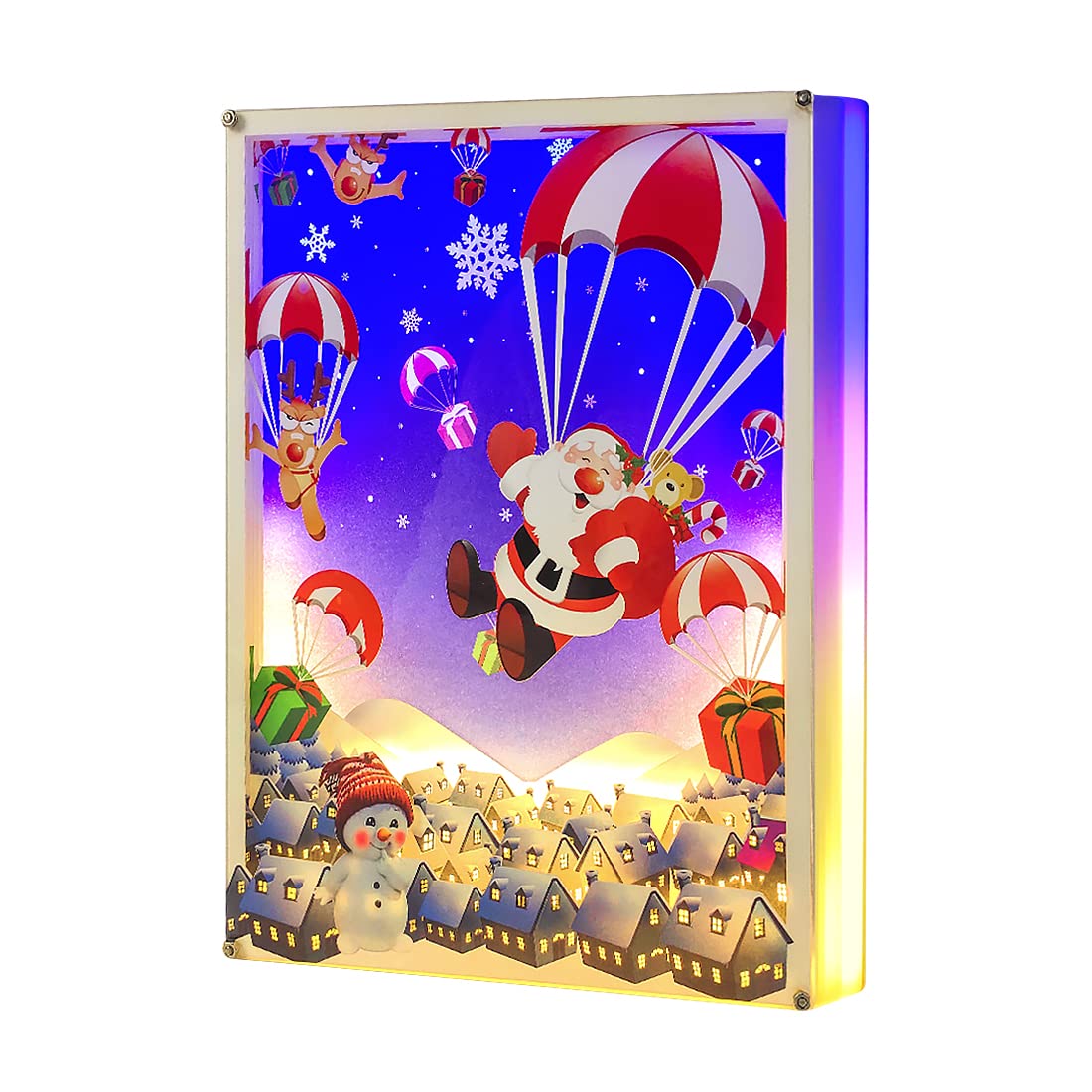 3D Paper Carving Christmas Shadow Box Night Light - LED Bedside Lamp, Desk Lamp for Home Decor, Gift for Holidays, Birthday & Anniversary - Perfect for Bedroom, Nursery, Living Room & Office Lighting