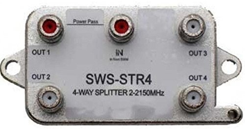 DIRECTV SWM 4-Way Splitter for Satellite TV Signal Distribution - High Performance Coaxial Cable Splitter for Home Theater & Multi-Room Setup