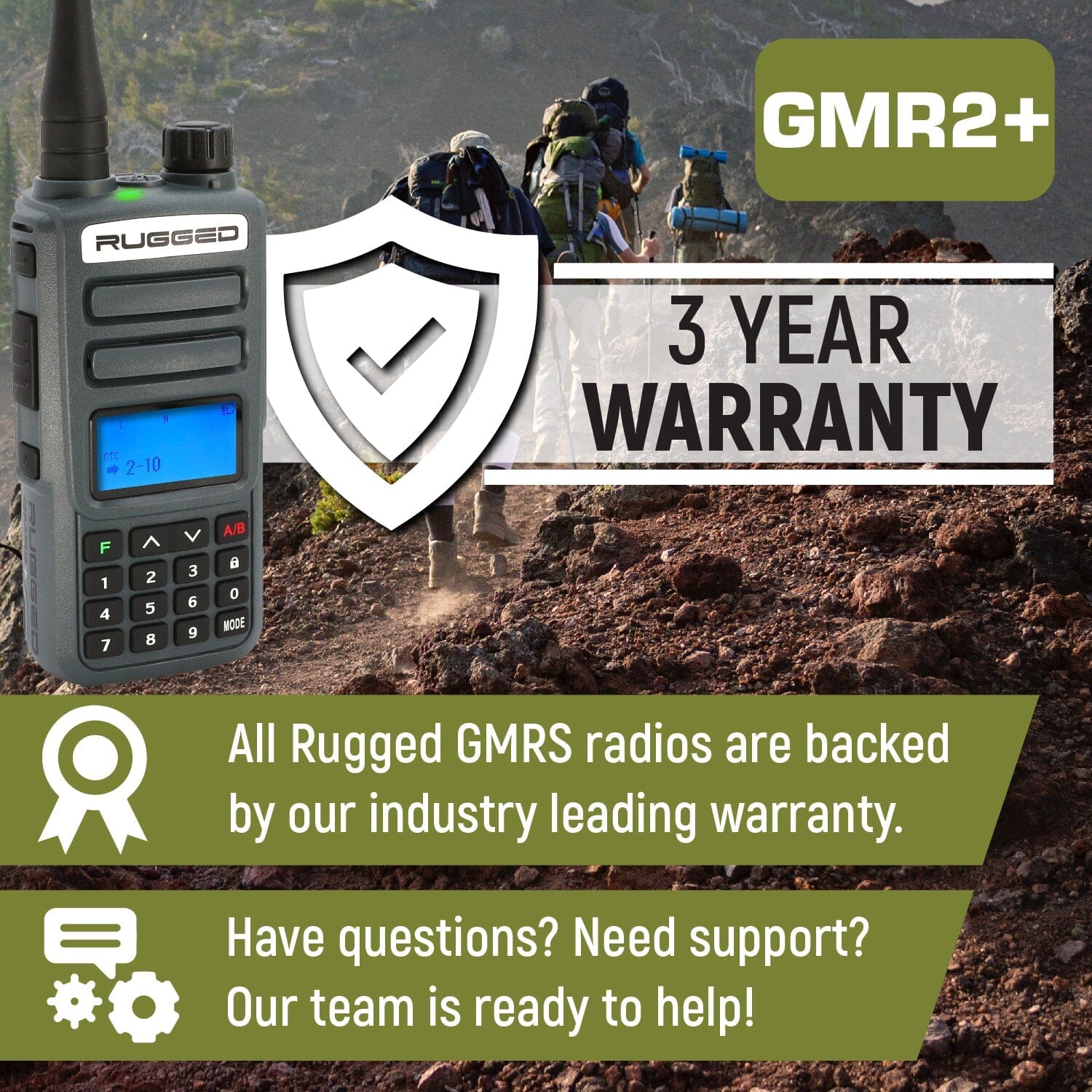2 Pack Rugged GMR2 PLUS GMRS/FRS Two-Way Handheld Radios - Long Range Walkie Talkies for Outdoor Adventures, Camping, Hiking & Emergency Communication