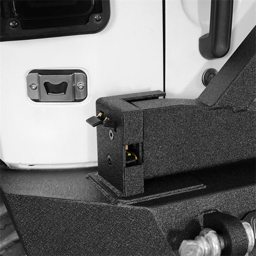 Blade Stubby Front Bumper with 60W LED Light Bar & Different Trail Rear Bumper with Tire Carrier Combo for 2007-2018 Jeep Wrangler JK JKU - Off-Road Adventure & Trail Protection