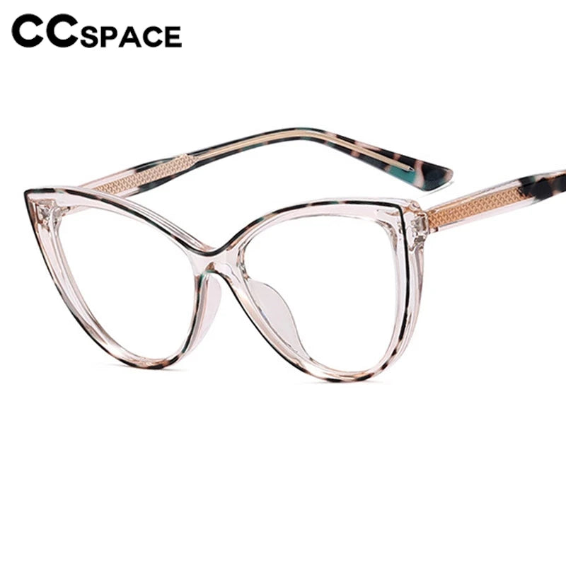 CCspace Women's Full Rim Square Cat Eye Titanium Eyeglasses Frame - Lightweight & Durable TR90 Material - Perfect for Work, Reading & Fashion Accessories