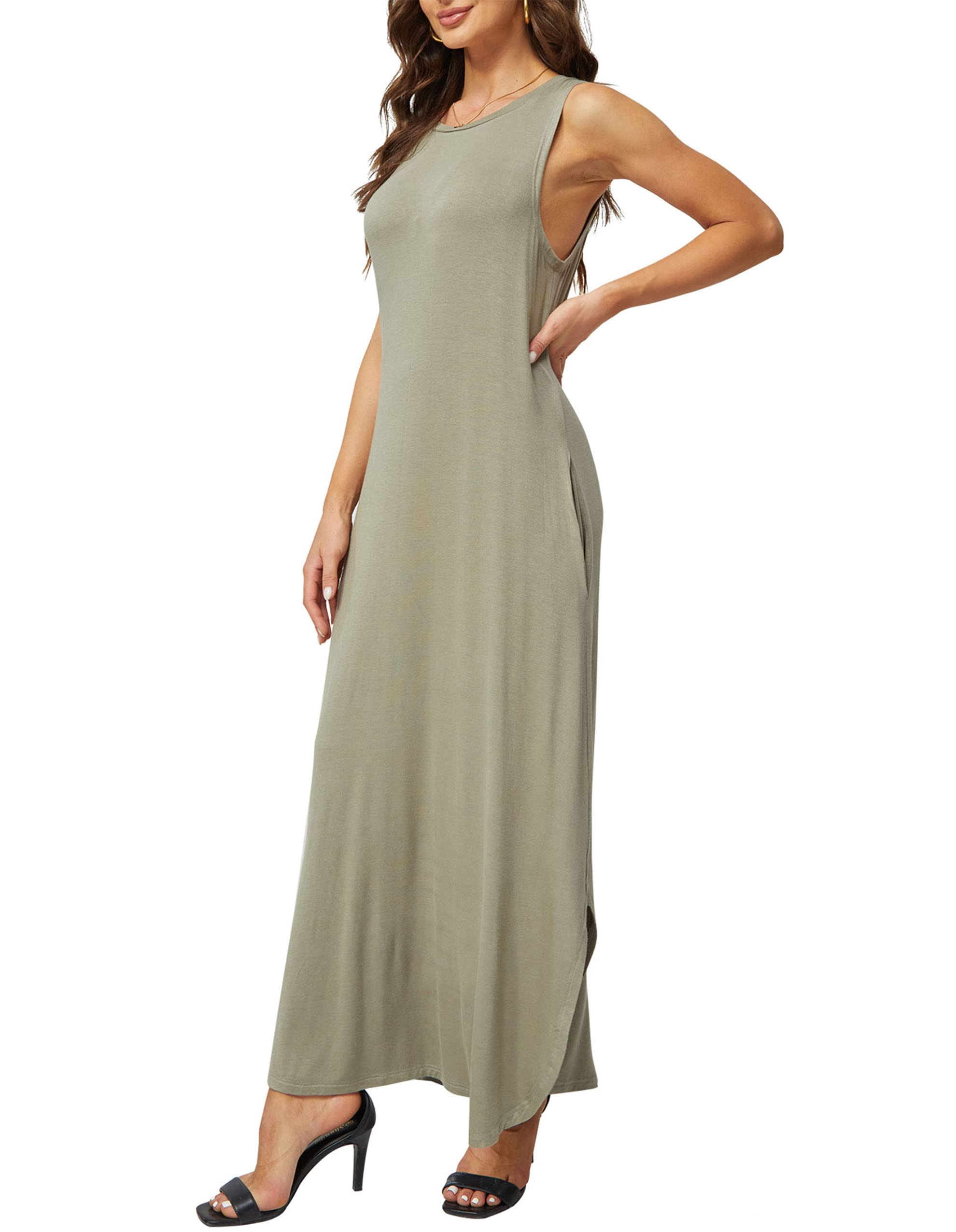 Women's Summer Sleeveless Maxi Dress - Casual Loose Fit with Side Slits & Pockets | Perfect for Beach, Vacation & Everyday Wear