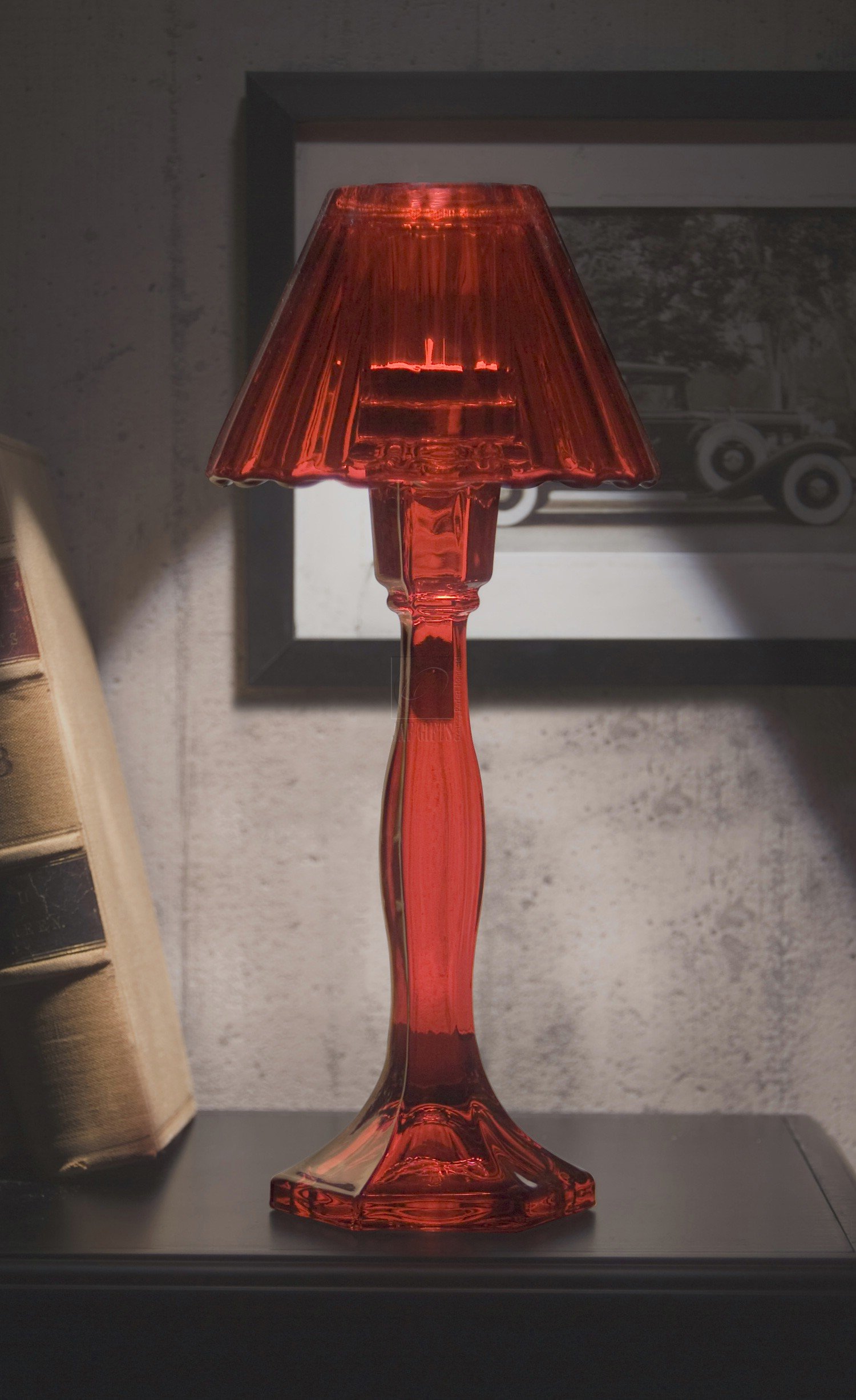 StudioSilversmiths 43929 Red Crystal Table Lamp with Elegant Crystal Shade - Perfect for Bedroom Nightstand, Living Room Decor & Office Lighting