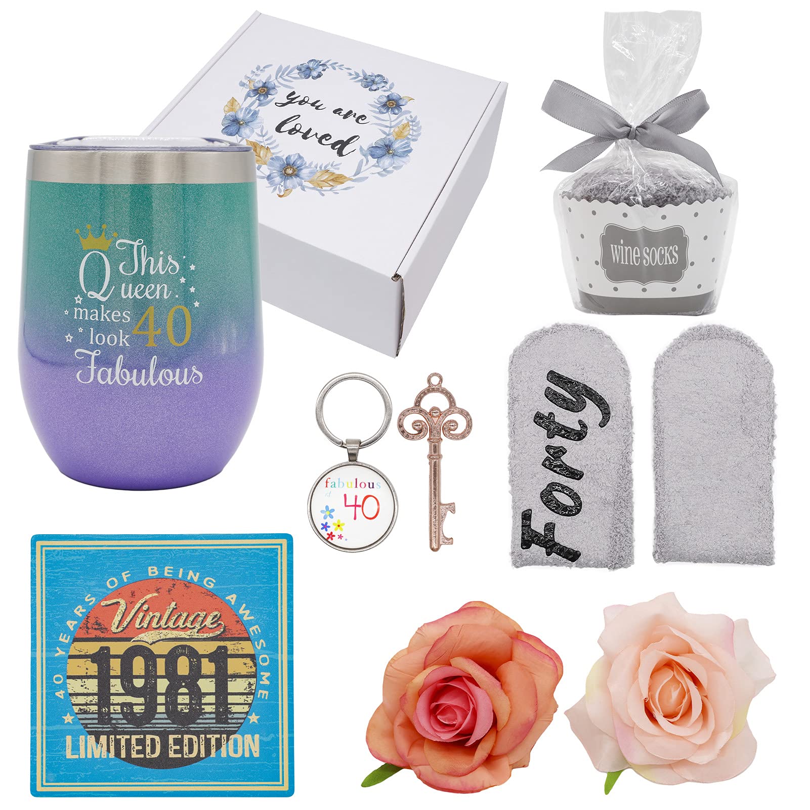 40th Birthday Gifts for Women - 40 & Fabulous Wine Tumbler - Funny Wine Gifts for Her, Best Friend, Mom, Wife, Sister, Aunt, Coworker - Perfect for Parties, Celebrations & Relaxation