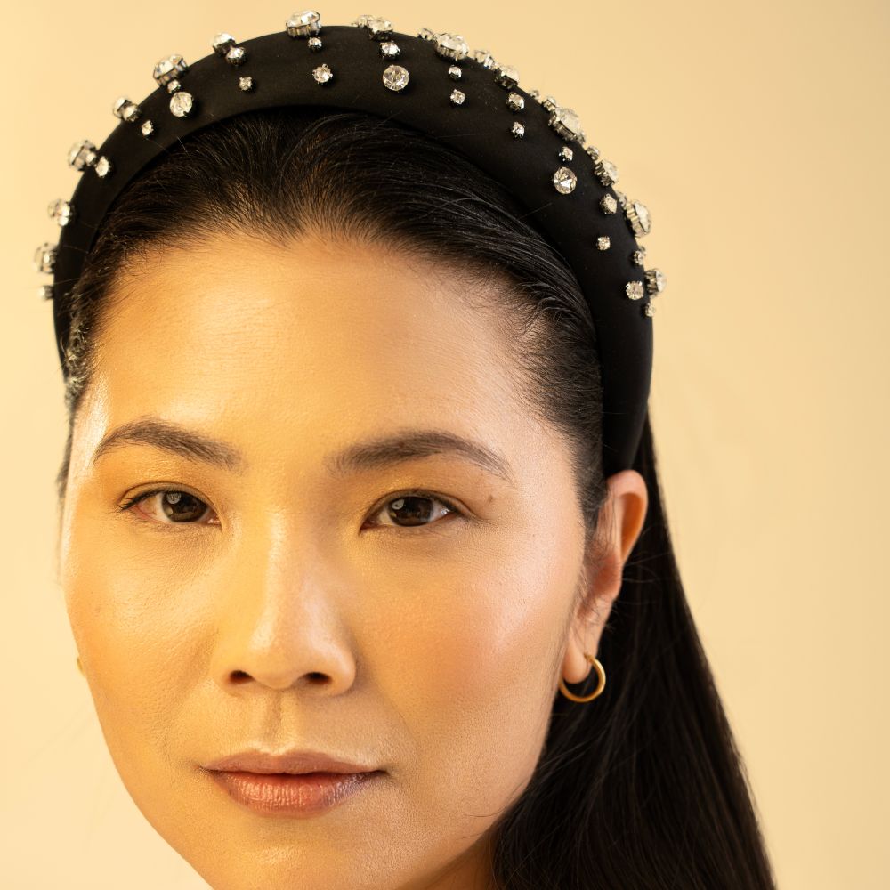 Handmade Crystal Padded Headband for Women - Comfortable Sparkling Hair Accessories for Weddings, Parties & Everyday Wear