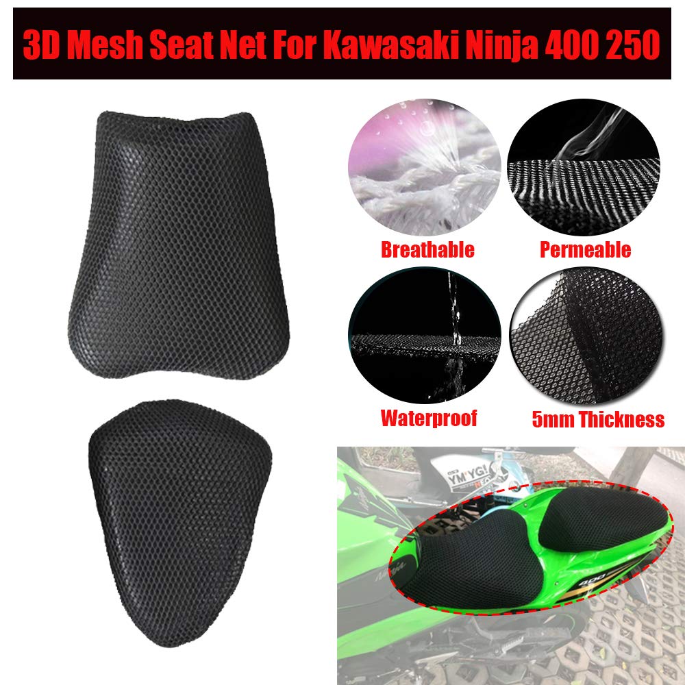 Waterproof Mesh Motorcycle Seat Cover for Kawasaki Ninja 400/250 ABS - Breathable Cushion Guard for Comfort & Protection - Perfect for Summer Riding & Long-Distance Tours