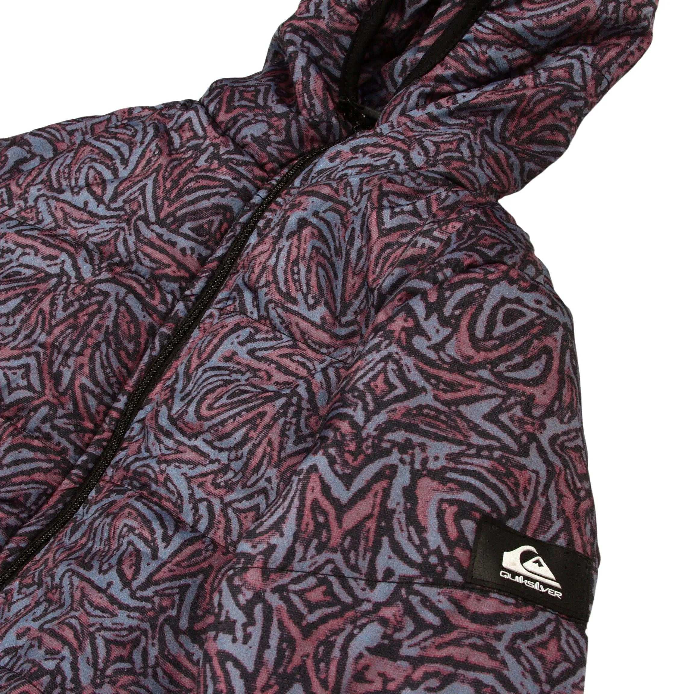 Quiksilver Scaly Print Boys Blue Jacket - Kids Waterproof Windbreaker for Outdoor Adventures & School Wear