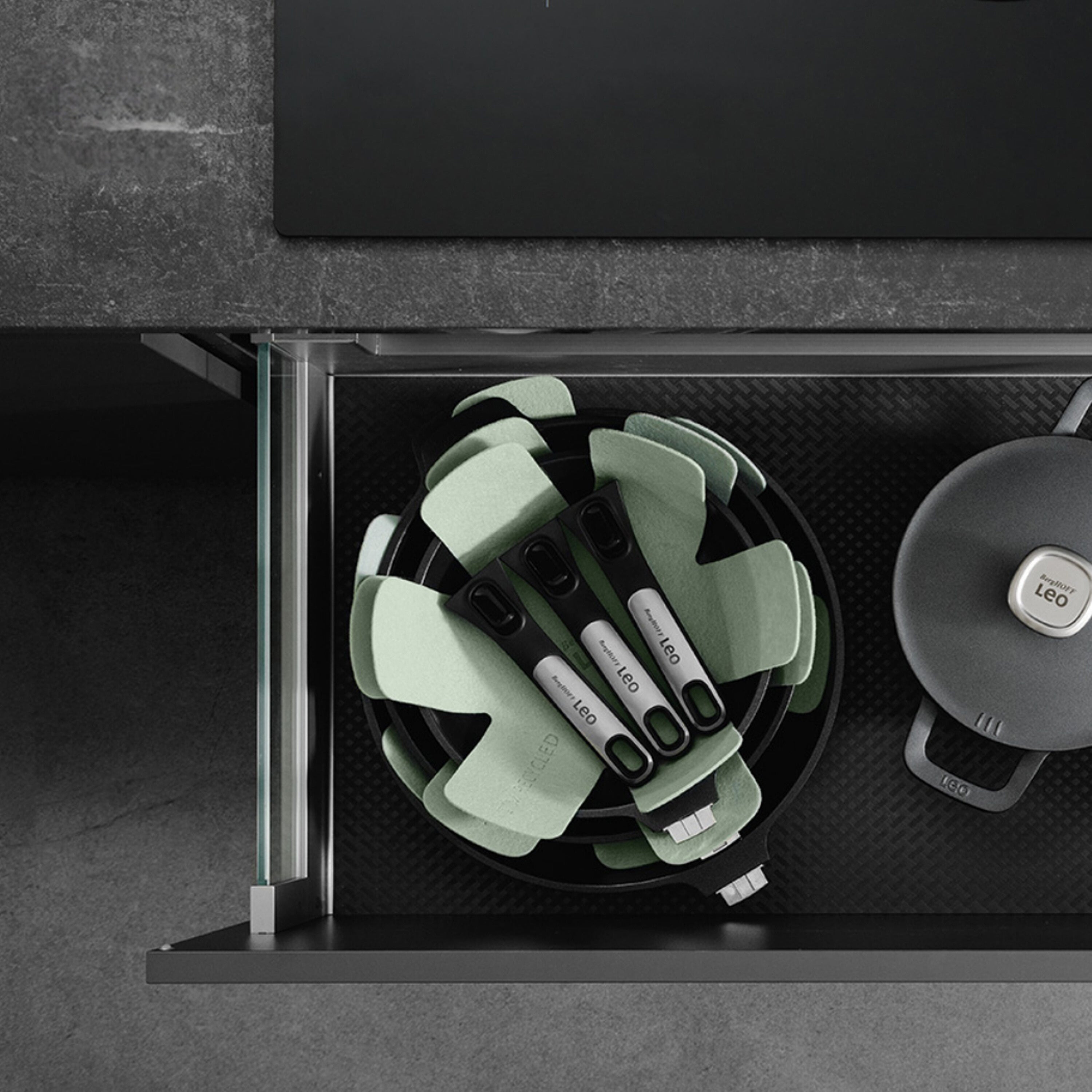 BergHOFF Leo Phantom 3-Piece Nonstick Ceramic Cookware Set - Eco-Friendly Recycled Material - Perfect for Frying, Sautéing & Cooking Healthy Meals