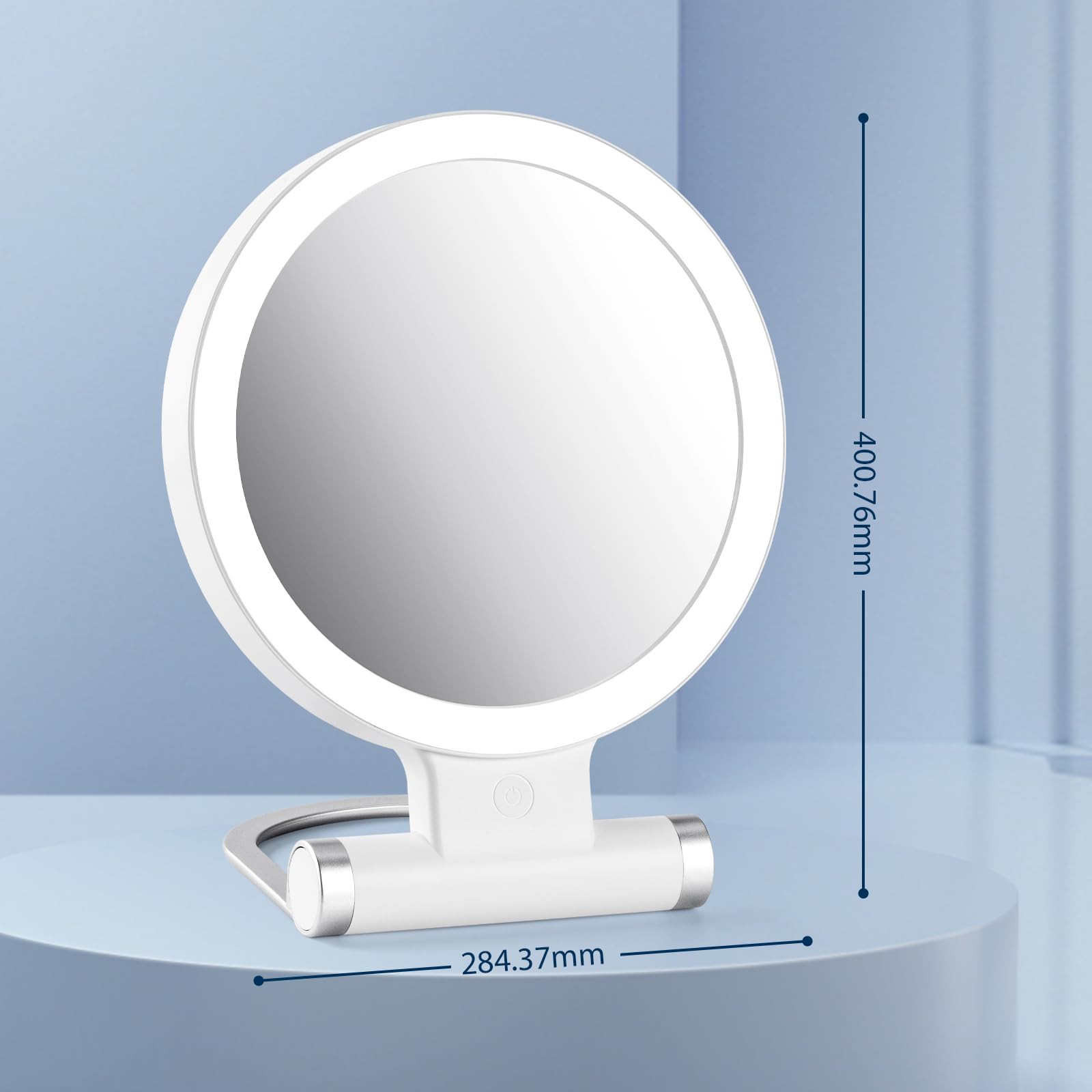 Aidodo LED Makeup Mirror - 10X/1X Magnification, USB Rechargeable & Touch Control for Home & Travel