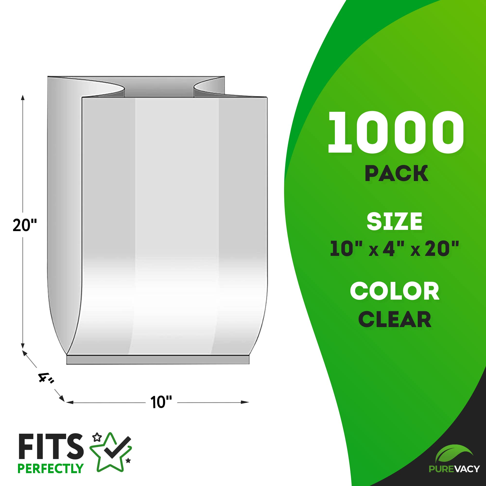 1000 Pack Clear Gusseted Plastic Bread Bags 10
