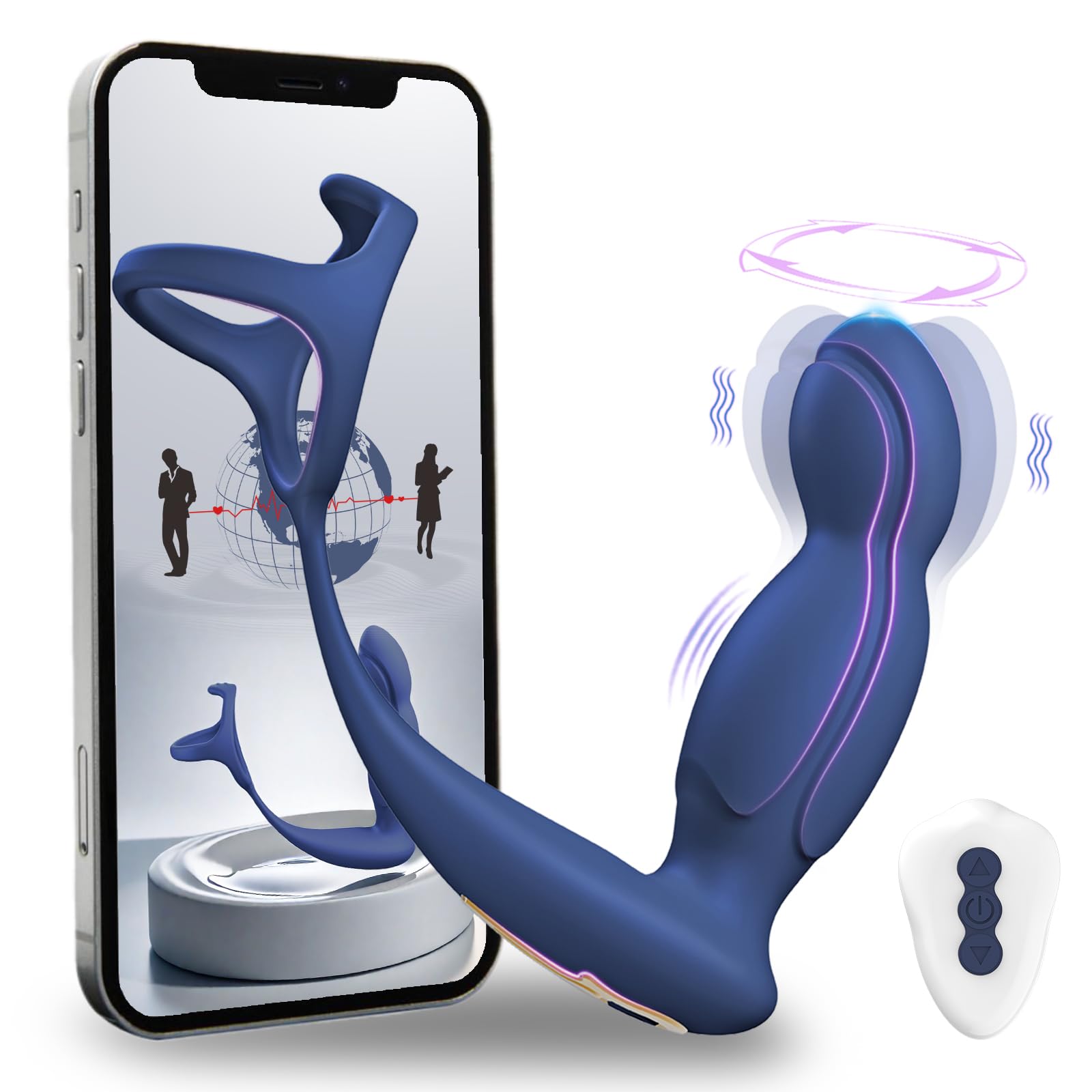 Premium Prostate Massager with APP Remote Control - 9 Vibration & Swing Modes, Anal Dildo Vibrator with Cock Ring - Male P-Spot Stimulator for Enhanced Pleasure | Perfect for Solo Play, Couples Exploration & Sensual Massage Therapy