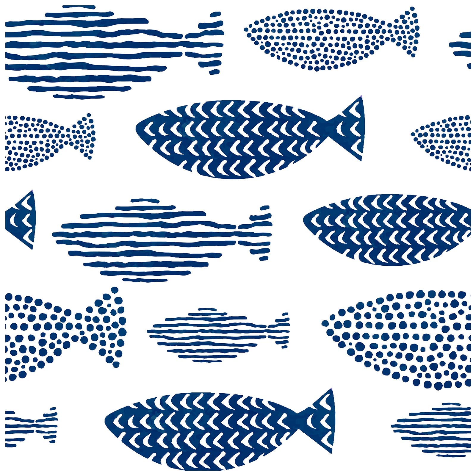 HAOKHOME Removable Peel and Stick Wallpaper - Abstract Underwater World Fish Trellis Design in Indigo Blue - Self-Adhesive Contact Paper for Home & Bathroom Decor (17.7x118 Inches) - Perfect for Nursery, Bedroom Accent Walls and Rental Apartment Makeovers