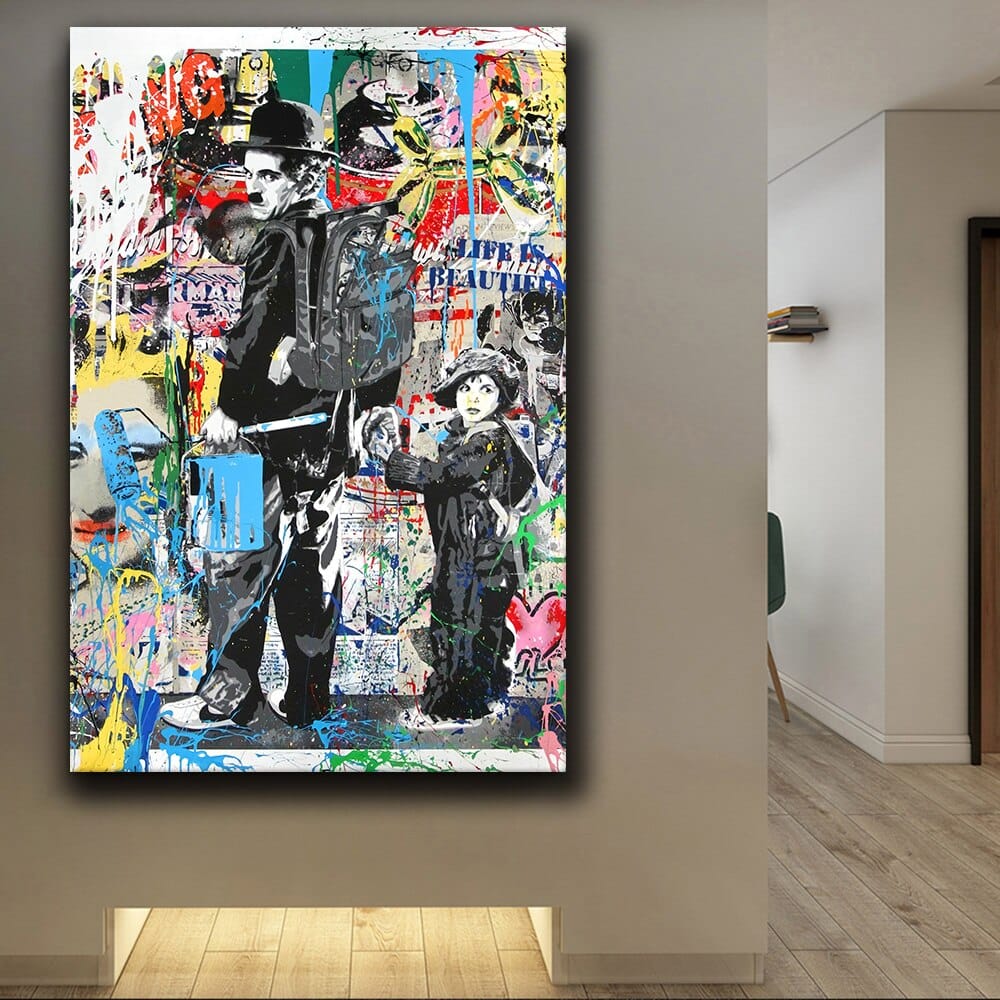 Vintage Charlie Chaplin Canvas Wall Art - Classic Black & White Movie Poster for Home & Office Decor - Perfect for Living Room, Bedroom, or Theater Room