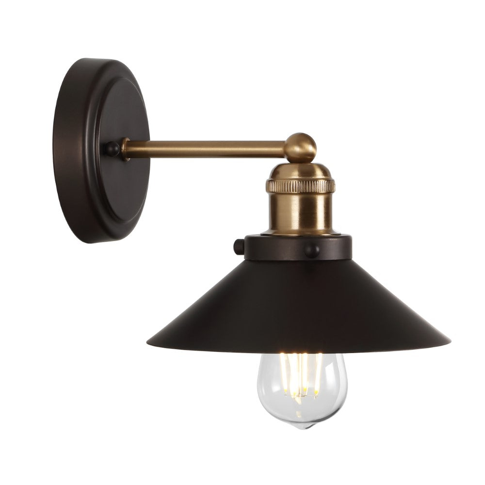 July Metal Shade Sconce - Vintage Wall Light Fixture for Bedroom, Living Room & Hallway - Matte Black Industrial Wall Sconce Lighting