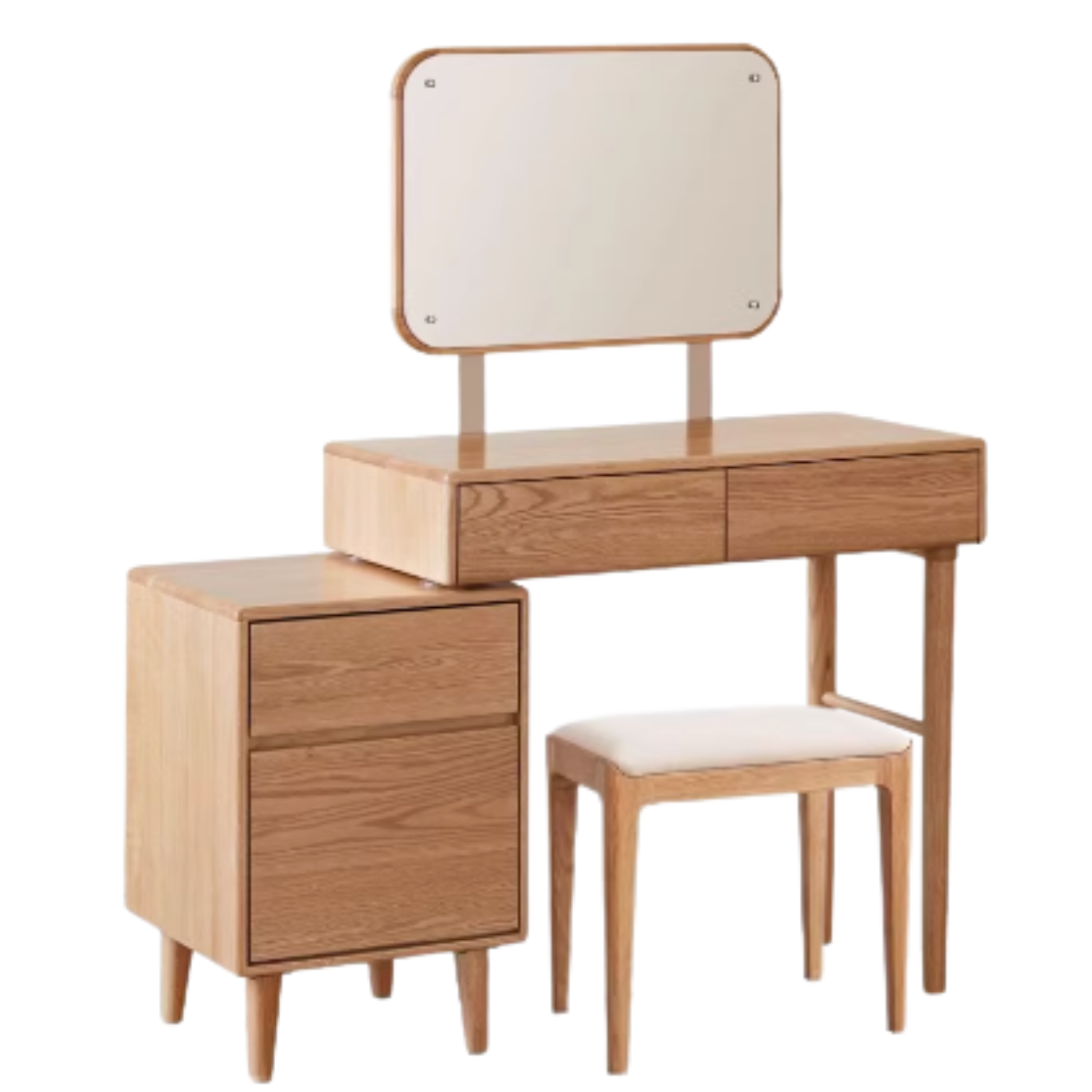Modern Oak Solid Wood Retractable Dressing Table - Space-Saving Vanity for Bedroom, Bathroom & Small Apartments