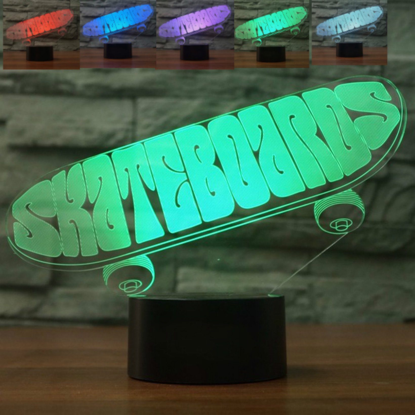 3D Sports Skateboard LED Night Light with 7 Color Changing Modes, USB Touch Switch Desk Lamp for Kids Room, Birthday Gift, Home Decor - Perfect for Bedroom, Nursery, and Party Decorations