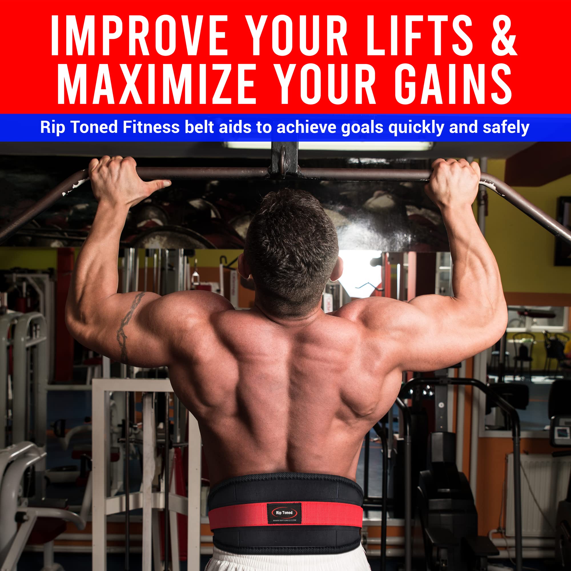 Rip Toned Weight Lifting Belt for Men & Women - Premium Powerlifting & Bodybuilding Support Belt - Ideal for Squats, Deadlifts, Bench Press & Strength Training - Perfect for Gym, CrossFit & Home Workouts
