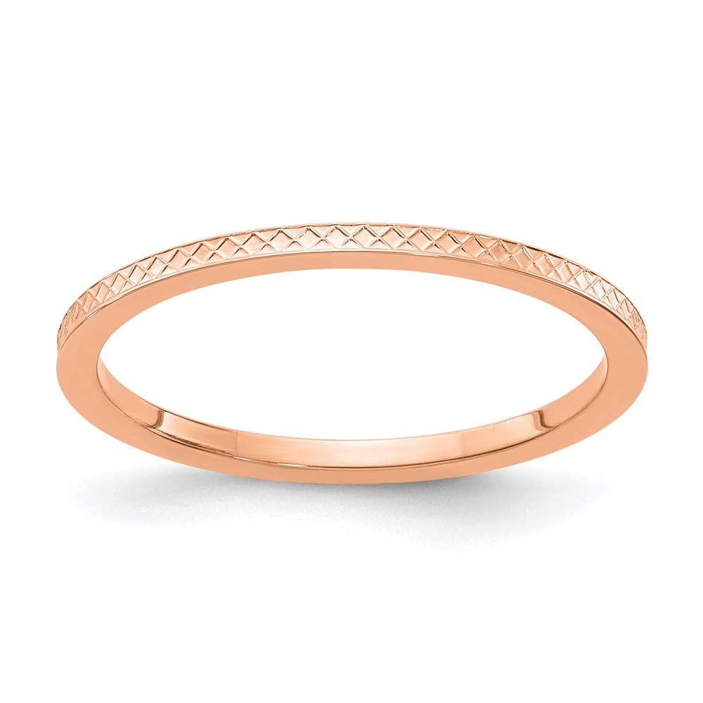 1.2mm 10k Rose Gold Crisscross Flat Stackable Band for Women - Perfect for Everyday Wear, Stacking, and Gifting