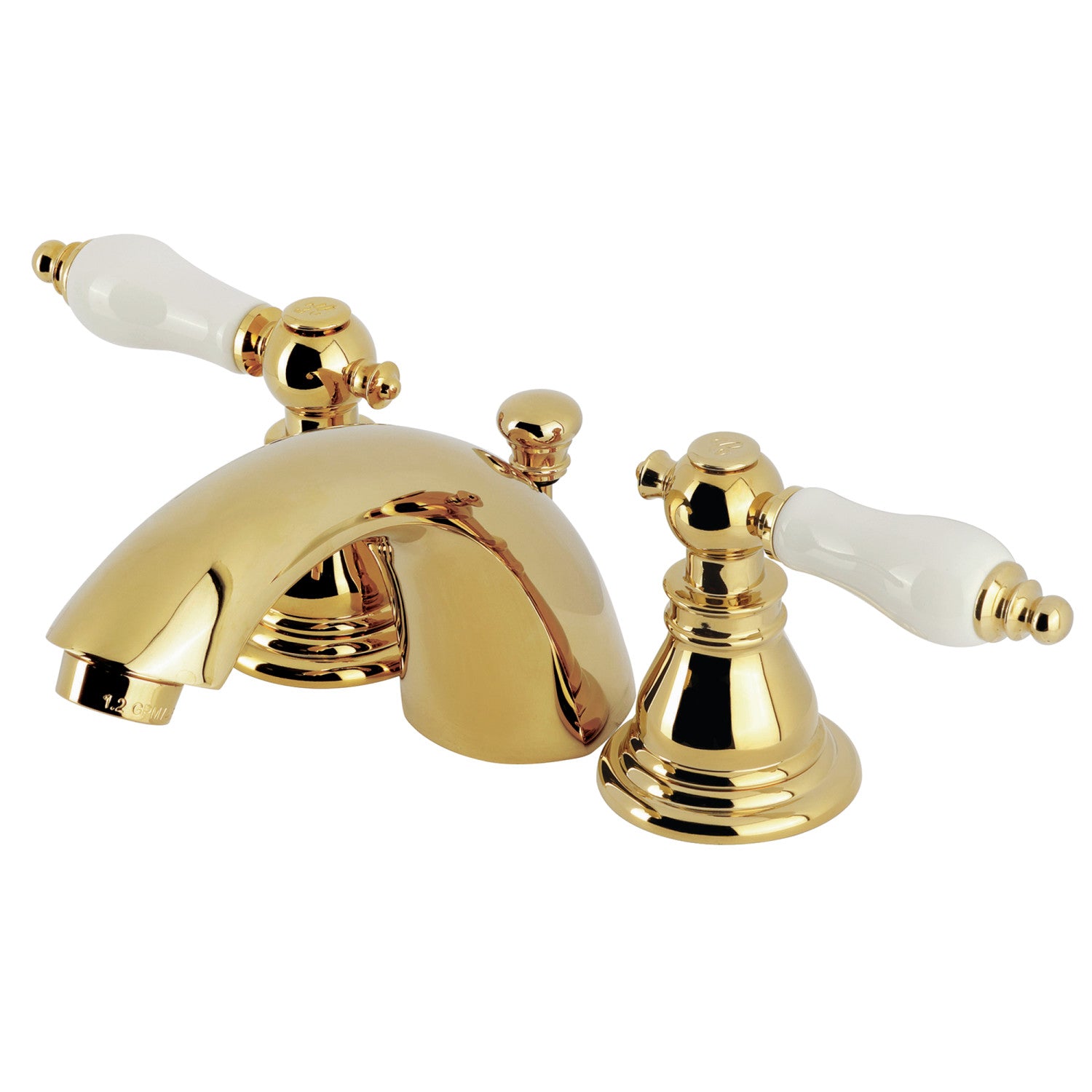 American Patriot KB952APL 3-Hole Mini Widespread Bathroom Faucet - Two Handle Deck Mount with Pop-Up Drain - Polished Brass Finish - Perfect for Small Bathrooms & Powder Rooms