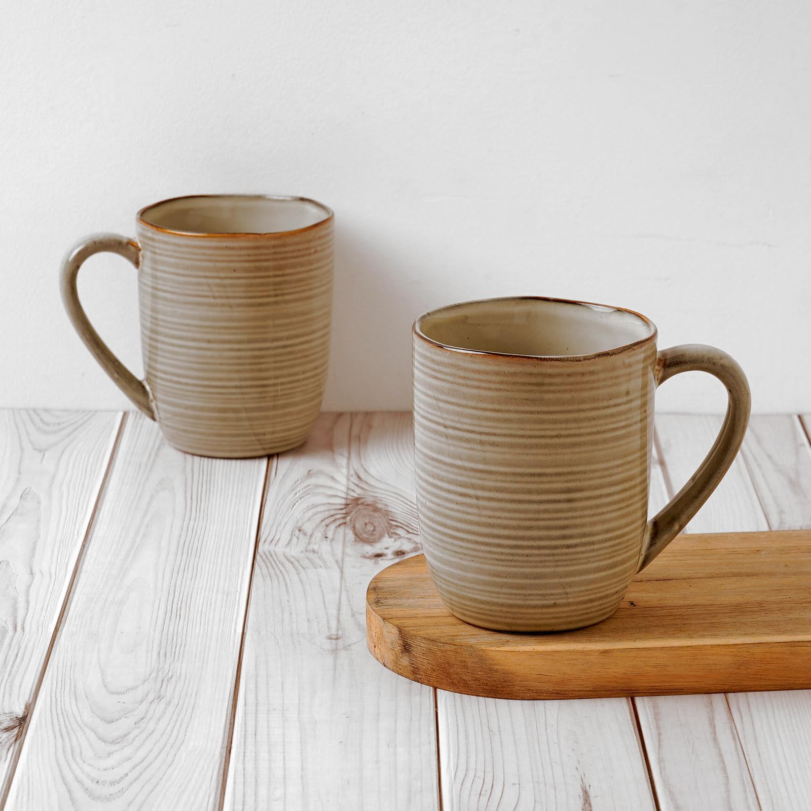 Famiware 14oz Stoneware Coffee Mugs Set of 4 - Microwave Safe for Home & Office Use