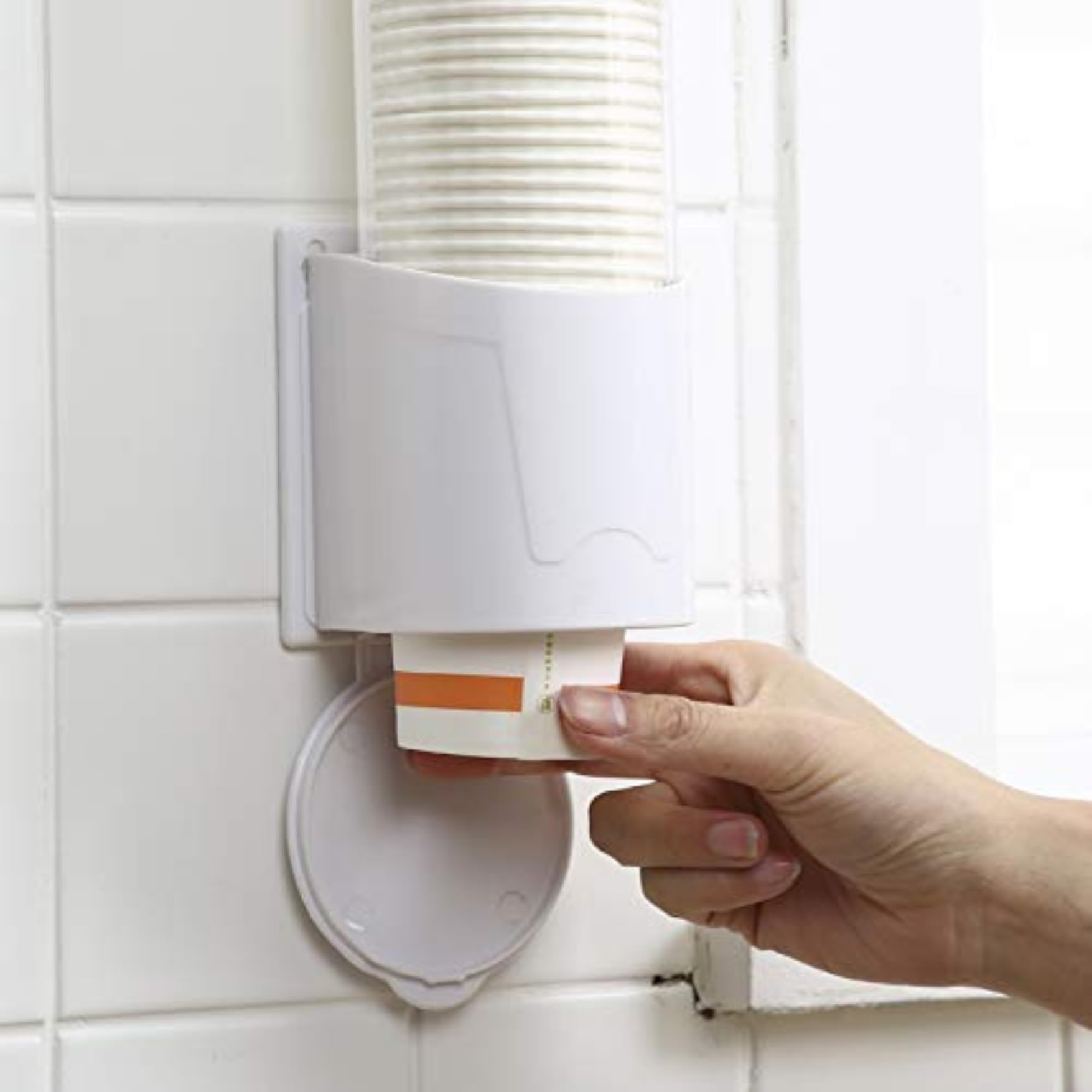 Viraaji Wall Mounted Paper Cup Dispenser - Plastic Drinking Cup Organizer for Disposable Cups with Sticker & Screw Plate Mounting | Perfect for Home Kitchen, Office Breakroom & Restaurant Drink Stations