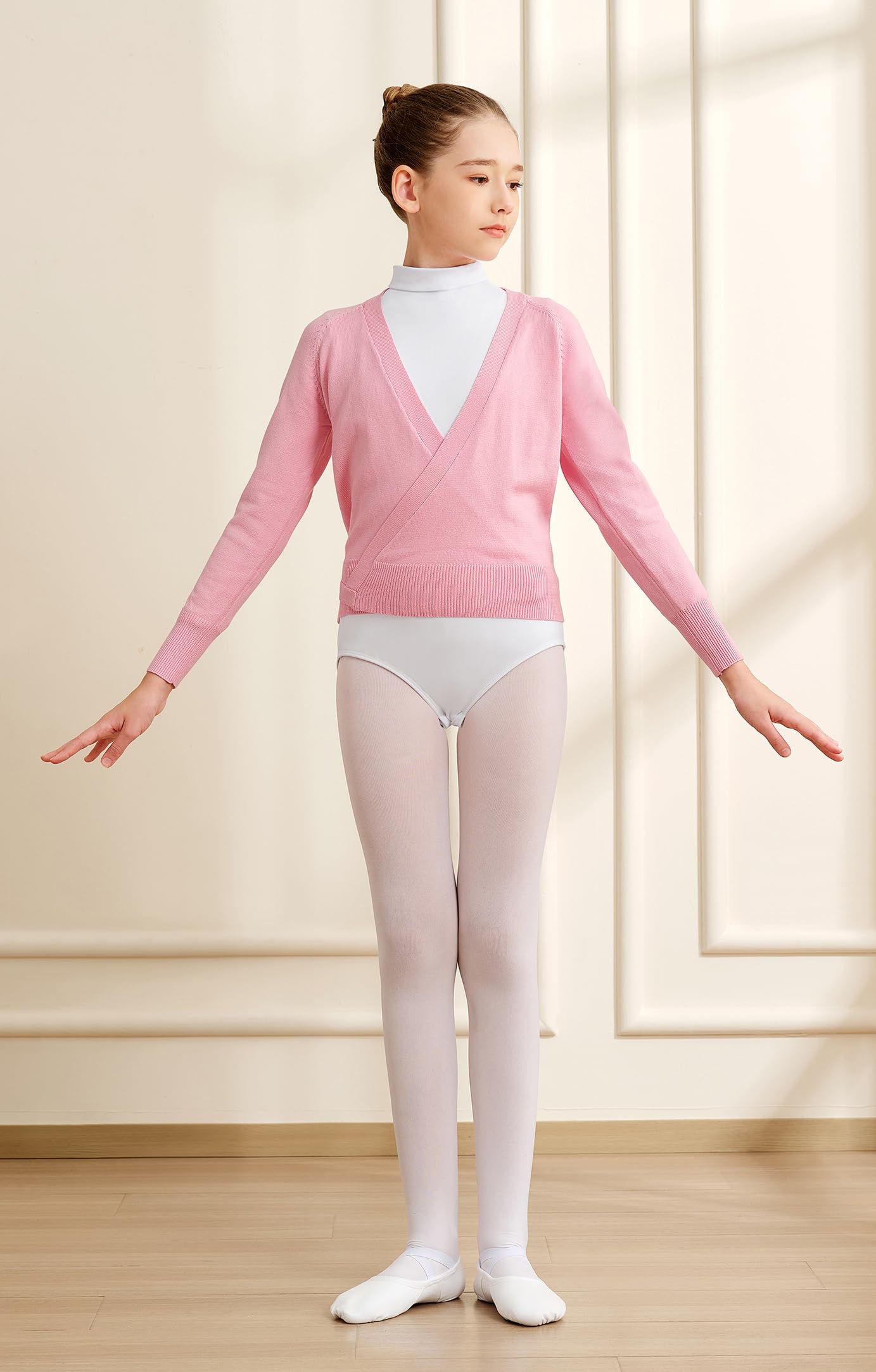 Girl's Ballet Wrap Sweater - Warm Dance Top for Leotards & Dresses | Cozy Practice Wear for Ballet, Jazz & Contemporary Dance Classes
